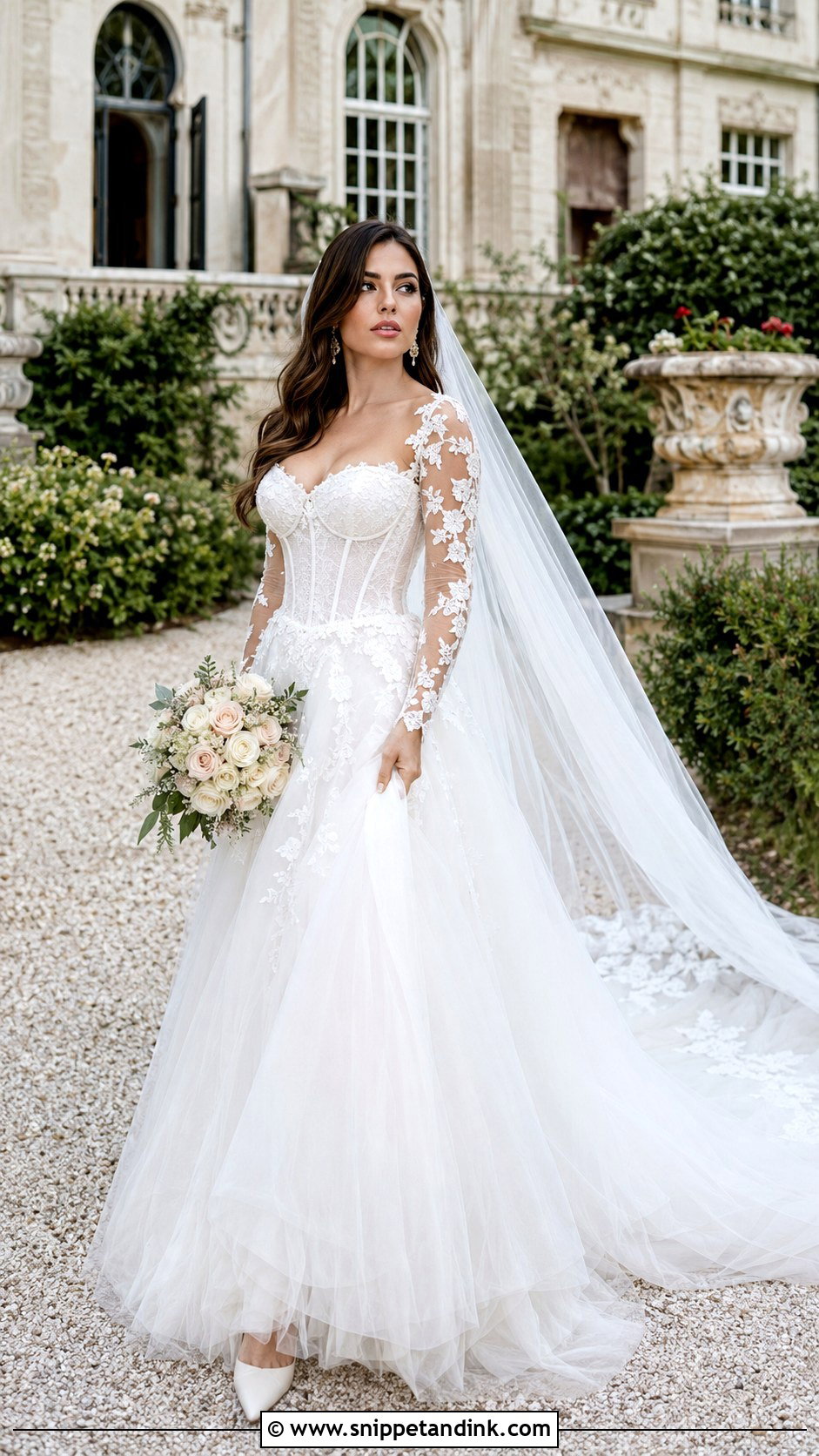 Corset Wedding Dress With Lace Sleeves - Snippet and Ink - 20 Fairytale Wedding Dress with Sleeves
