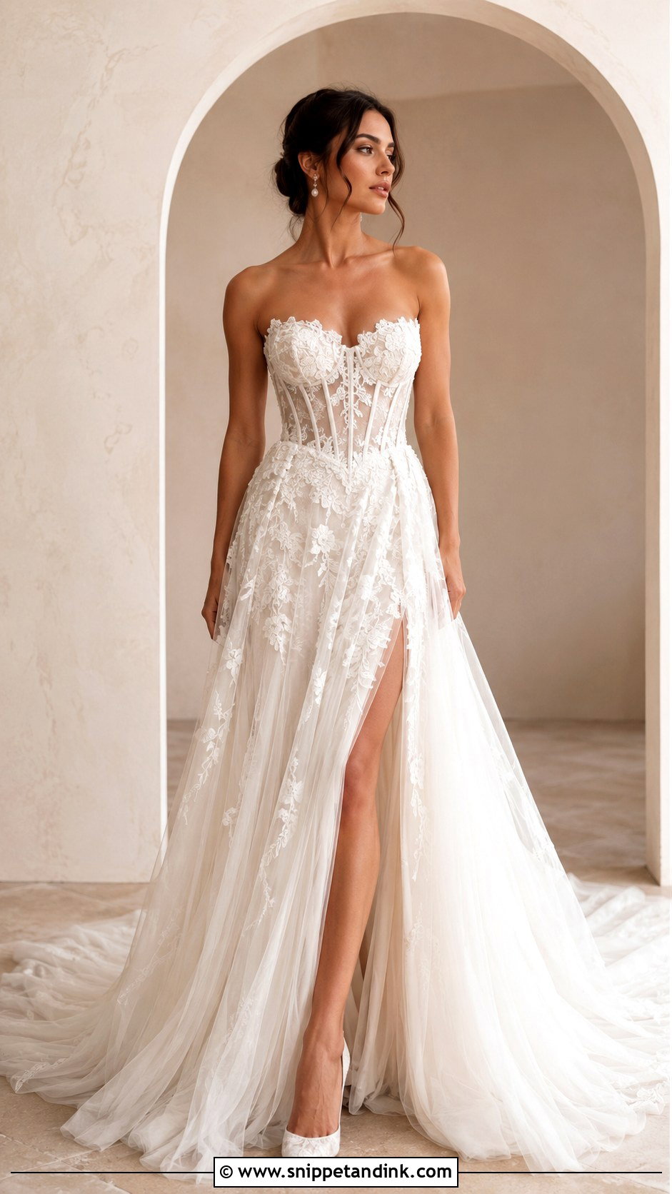 Corset Wedding Dress With Long Train - Snippet and Ink - 25 Long Train Wedding Dresses