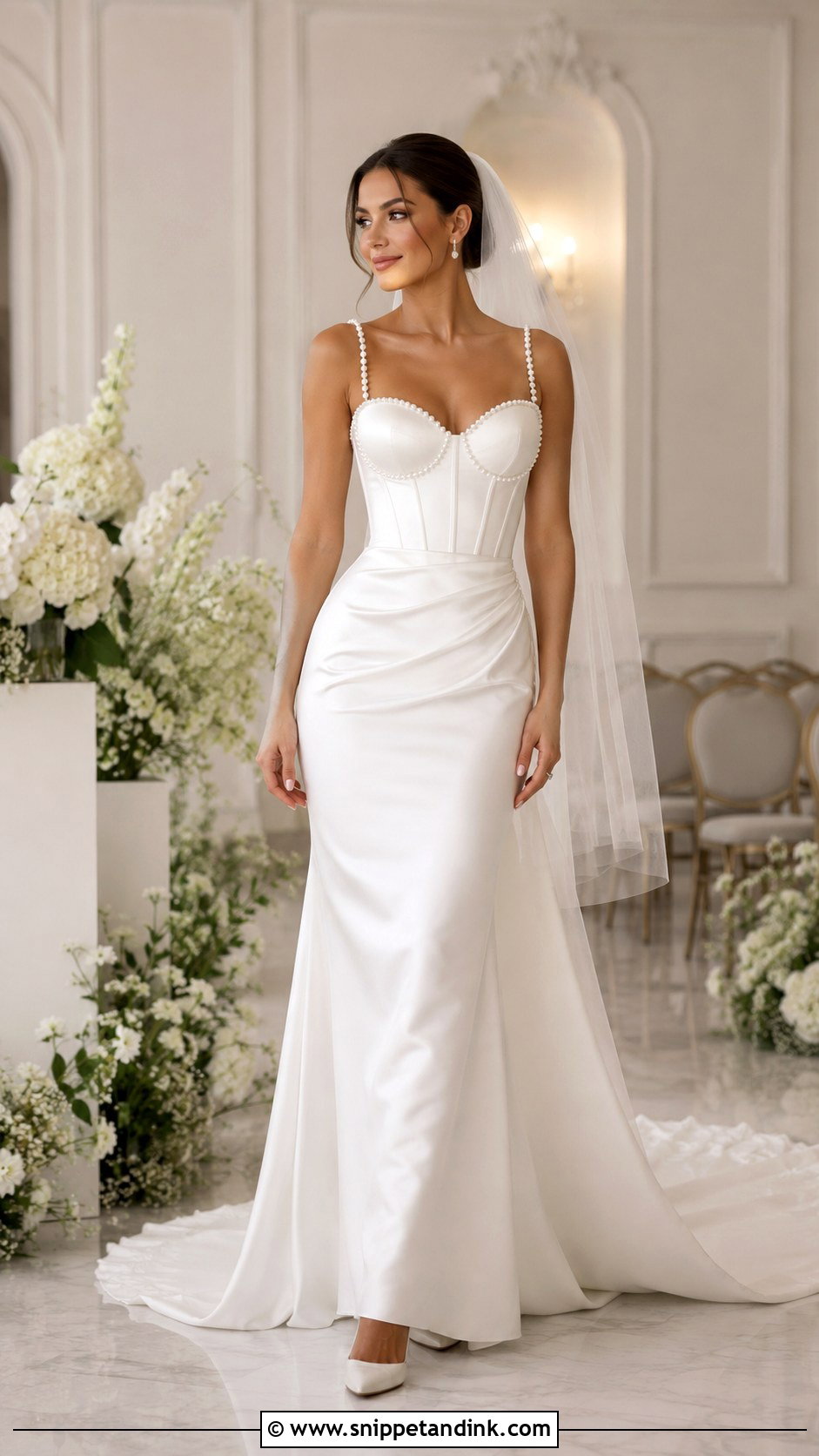 Corset Wedding Dress With Pearl Details - Snippet and Ink - 25 Vintage Corset Wedding Dress Ideas