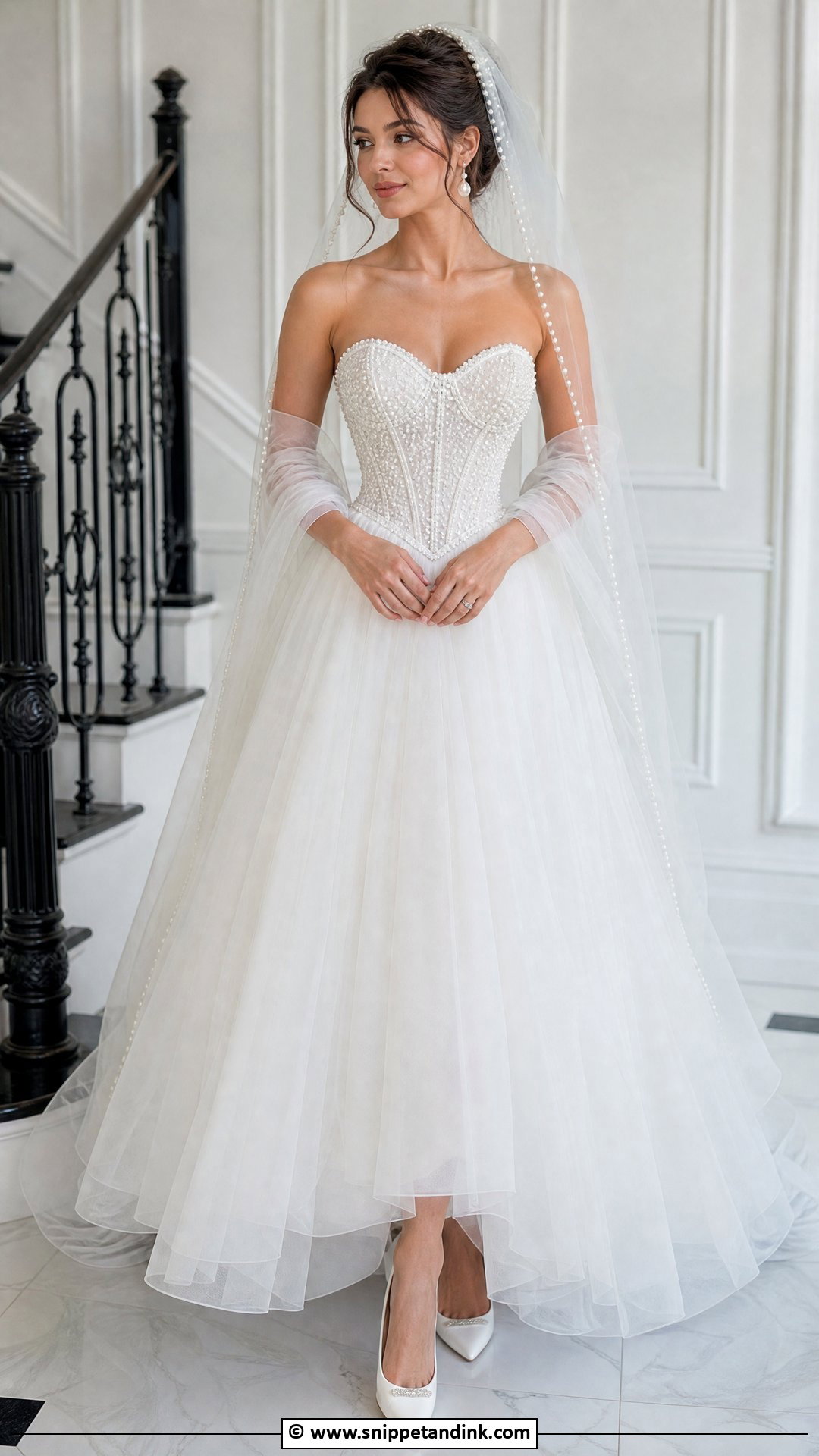Corset Wedding Dress With Pearl Details - Snippet and Ink - 35 Corset Wedding Dress Ideas