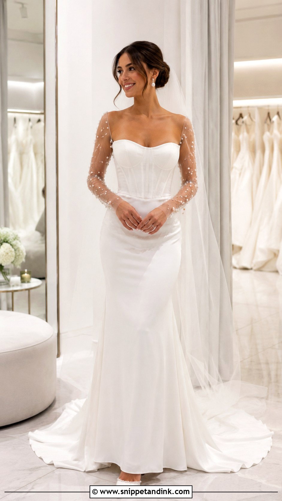 Corset Wedding Dress With Pearl Sleeves - Snippet and Ink - 25 Corset Wedding Dress with Sleeves