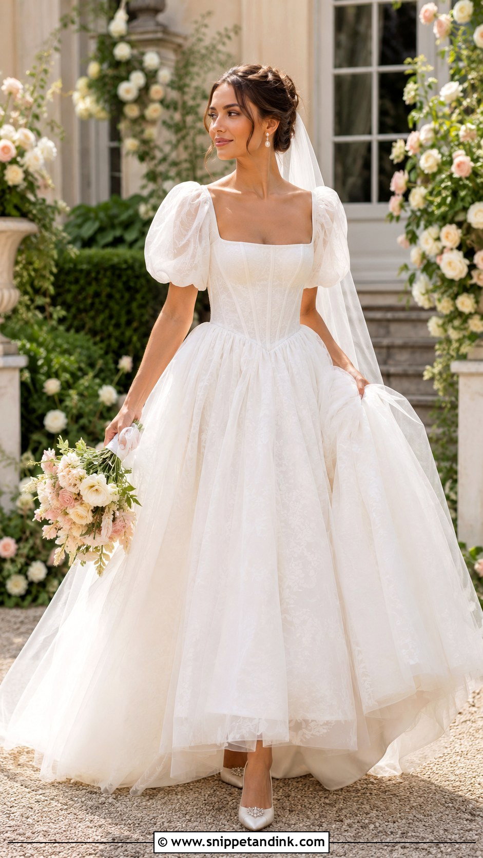 Corset Wedding Dress With Puff Sleeves - Snippet and Ink - 25 Vintage Corset Wedding Dress Ideas