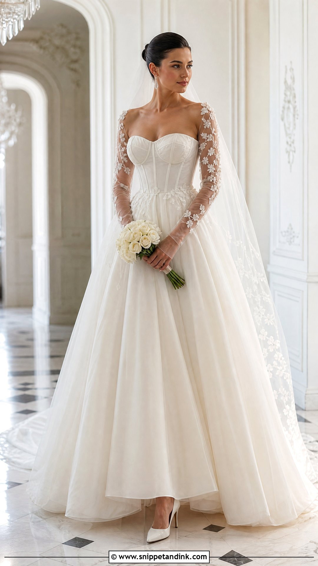 Corset Wedding Dress With Sheer Sleeves - Snippet and Ink - 20 Wedding Dress with Sheer Sleeves