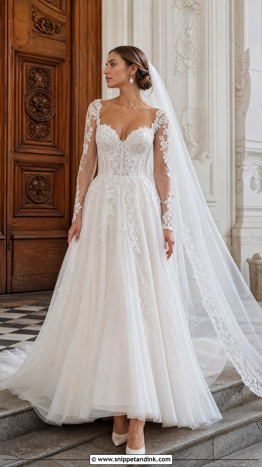 Corset Wedding Dress With Sheer Sleeves - Snippet and Ink - 20 Wona Concept Wedding Dress Ideas