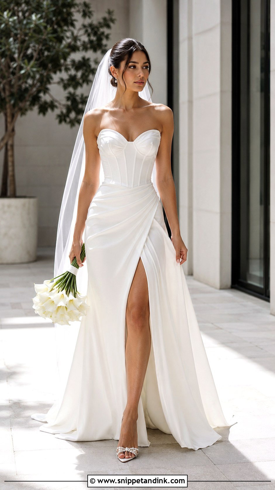 Corset Wedding Dress With Slit - Snippet and Ink - 20 Long Corset Wedding Dress Ideas