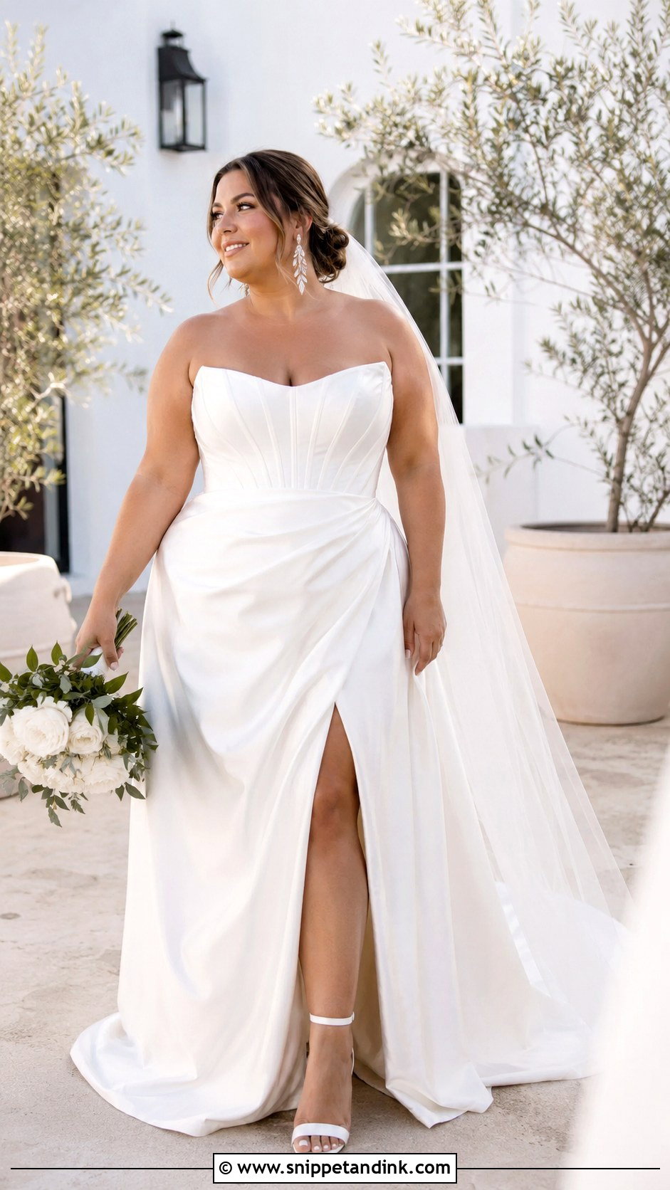 Corset Wedding Dress With Slit Skirt - Snippet and Ink - 30 Midsize Wedding Dress Ideas