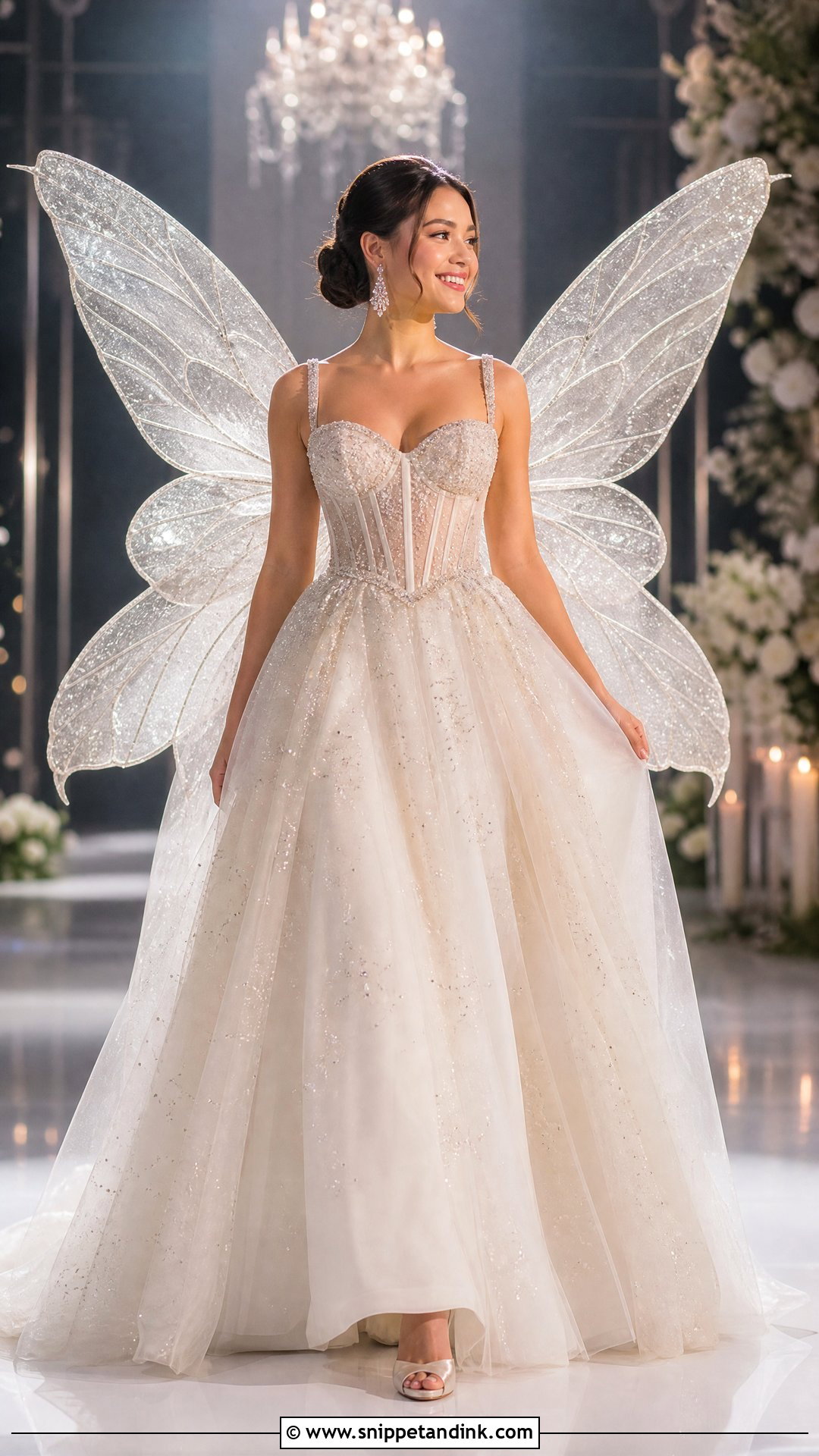 Corset Wedding Dress With Sparkle Wings - Snippet and Ink - 20 Wedding Dress Wings Ideas