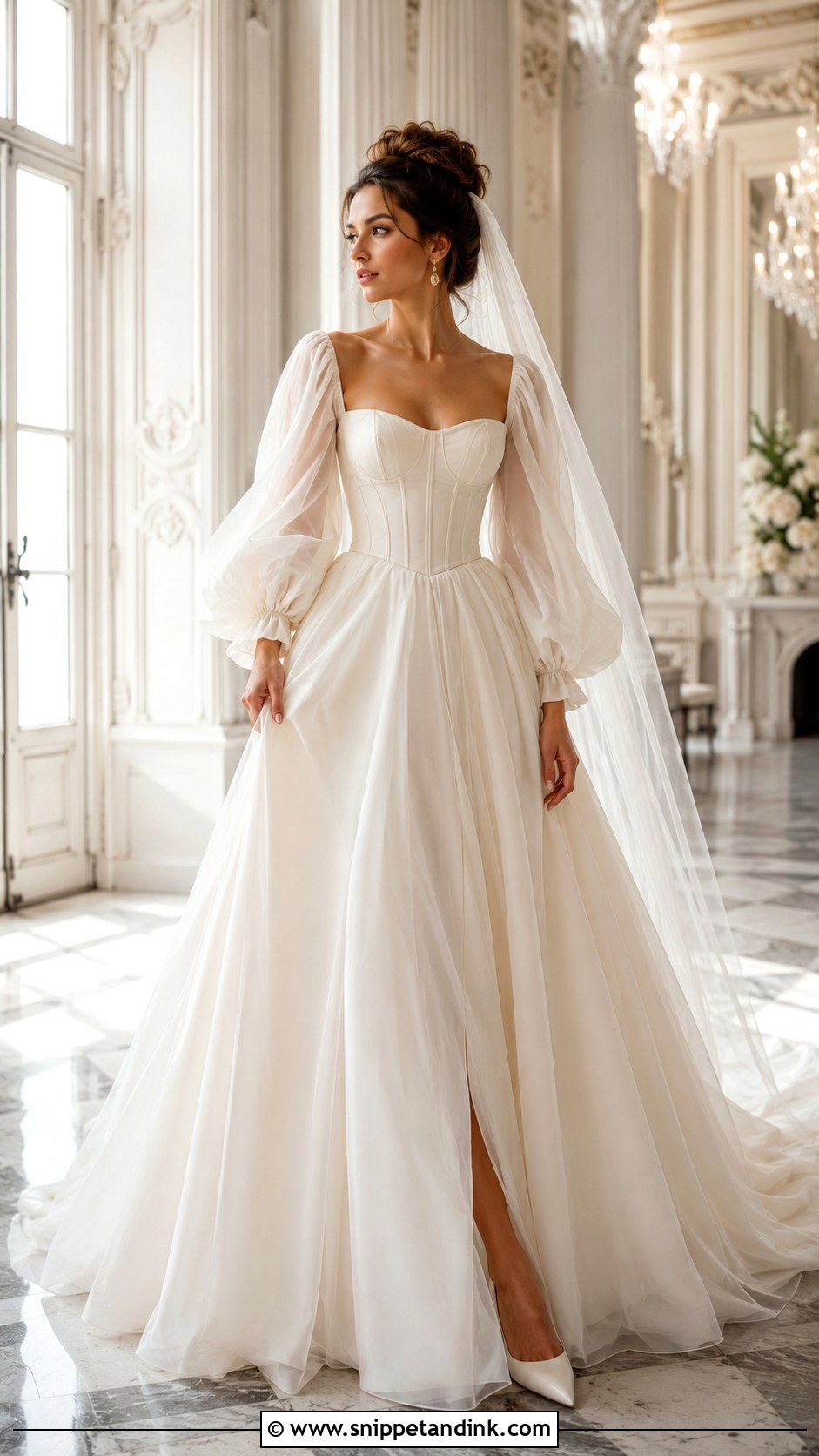 Corset Wedding Dress With Statement Sleeves - Snippet and Ink - 20 Big Sleeve Wedding Dress Ideas