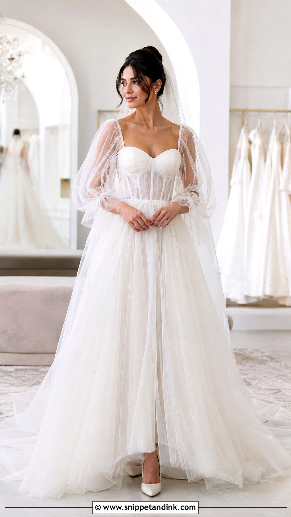 Corset Wedding Dress With Tulle Sleeves - Snippet and Ink - 25 Corset Wedding Dress with Sleeves