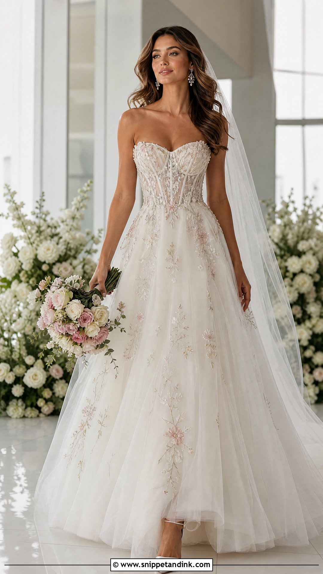 Corset Wedding Dress with Flower Embroidery - Snippet and Ink - 20 Wedding Dress with Flower Embroidery Ideas