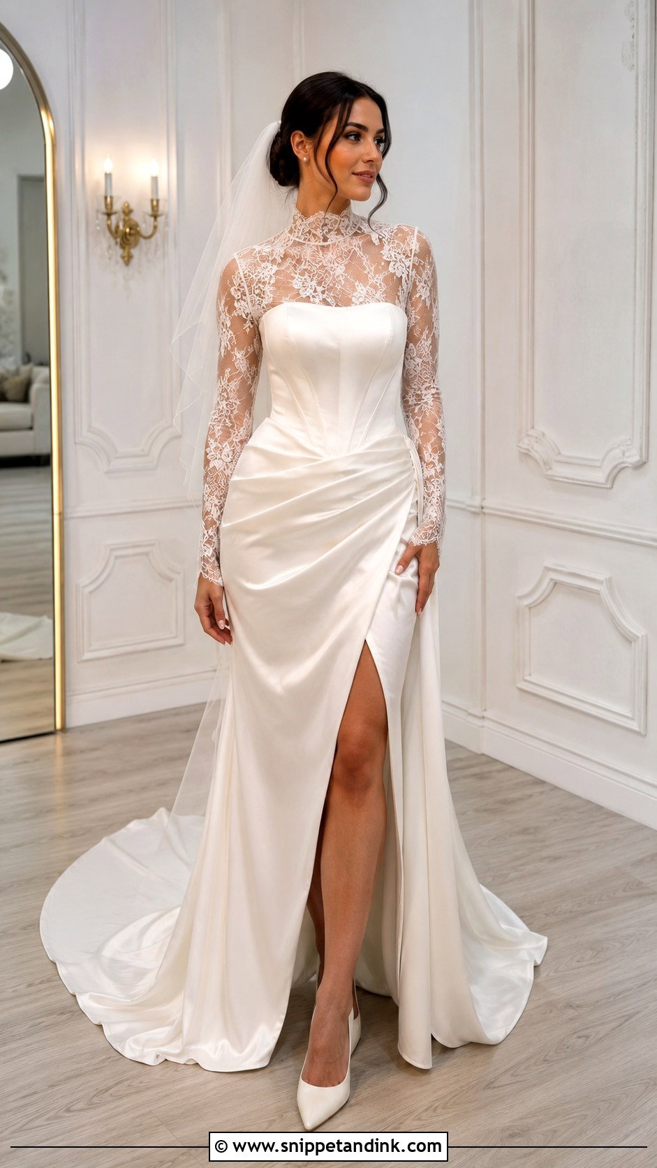 Corset Wedding Gown With Detachable Lace Topper - Snippet and Ink - 20 2 Way Wedding Gown Ideas