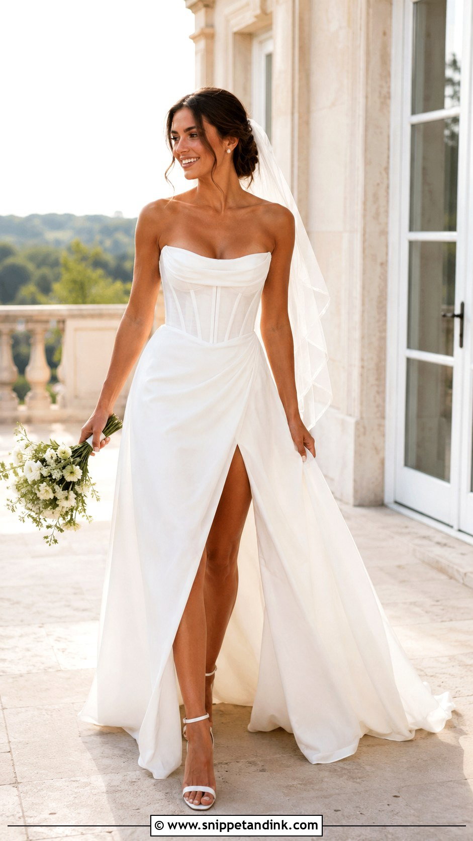 Corset Wedding Gown With Slit - Snippet and Ink - 25 Corset Wedding Gown Ideas