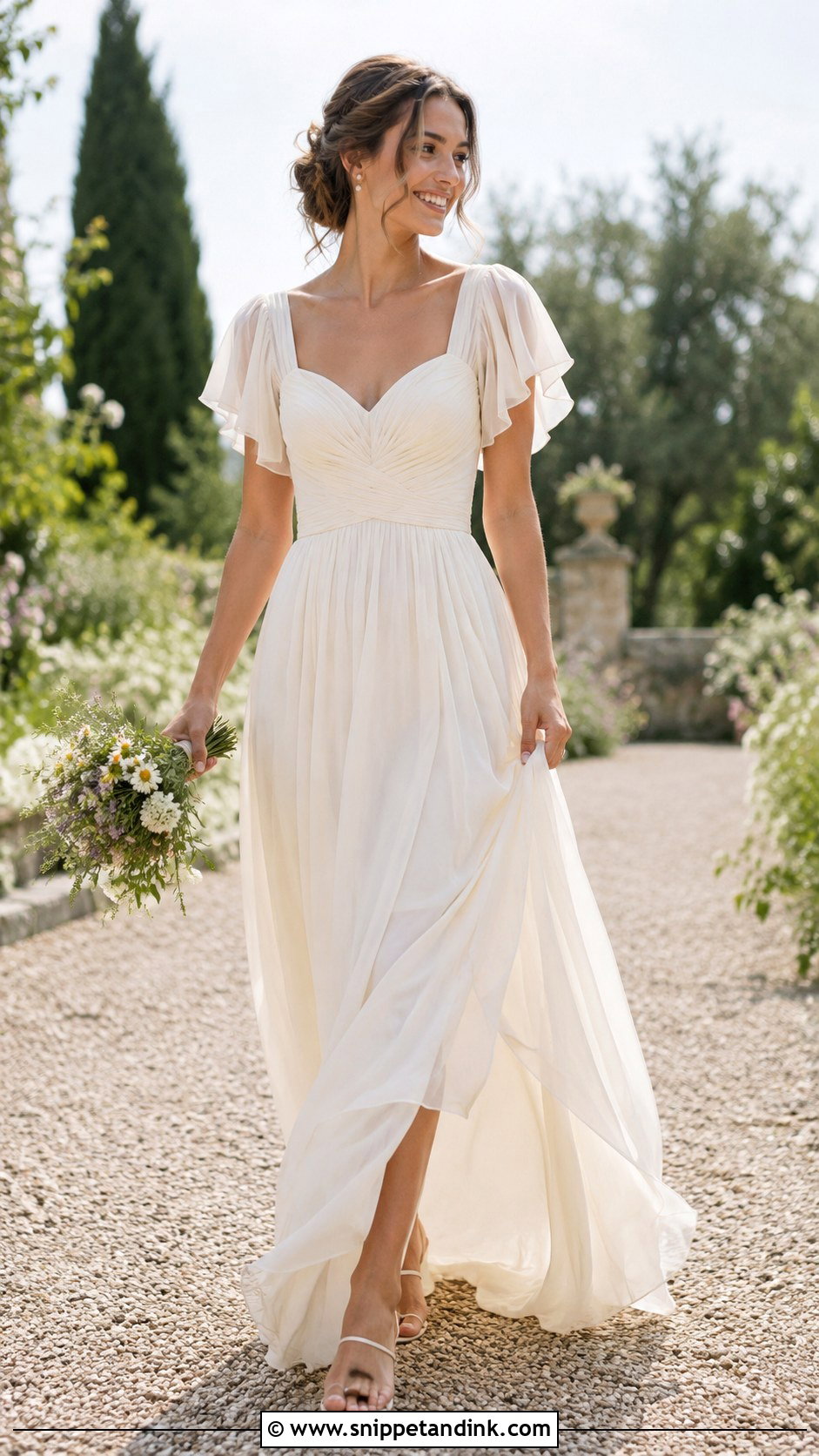 Cottage Core Chiffon Wedding Dress - Snippet and Ink - 25 Cottage Core Wedding Dress Ideas