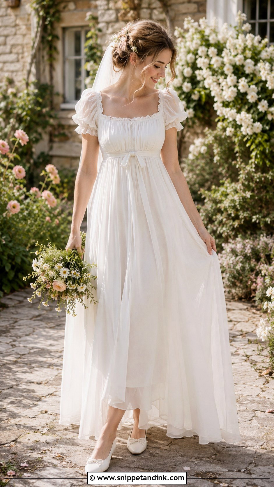 Cottage Core Empire Waist Wedding Dress - Snippet and Ink - 25 Cottage Core Wedding Dress Ideas