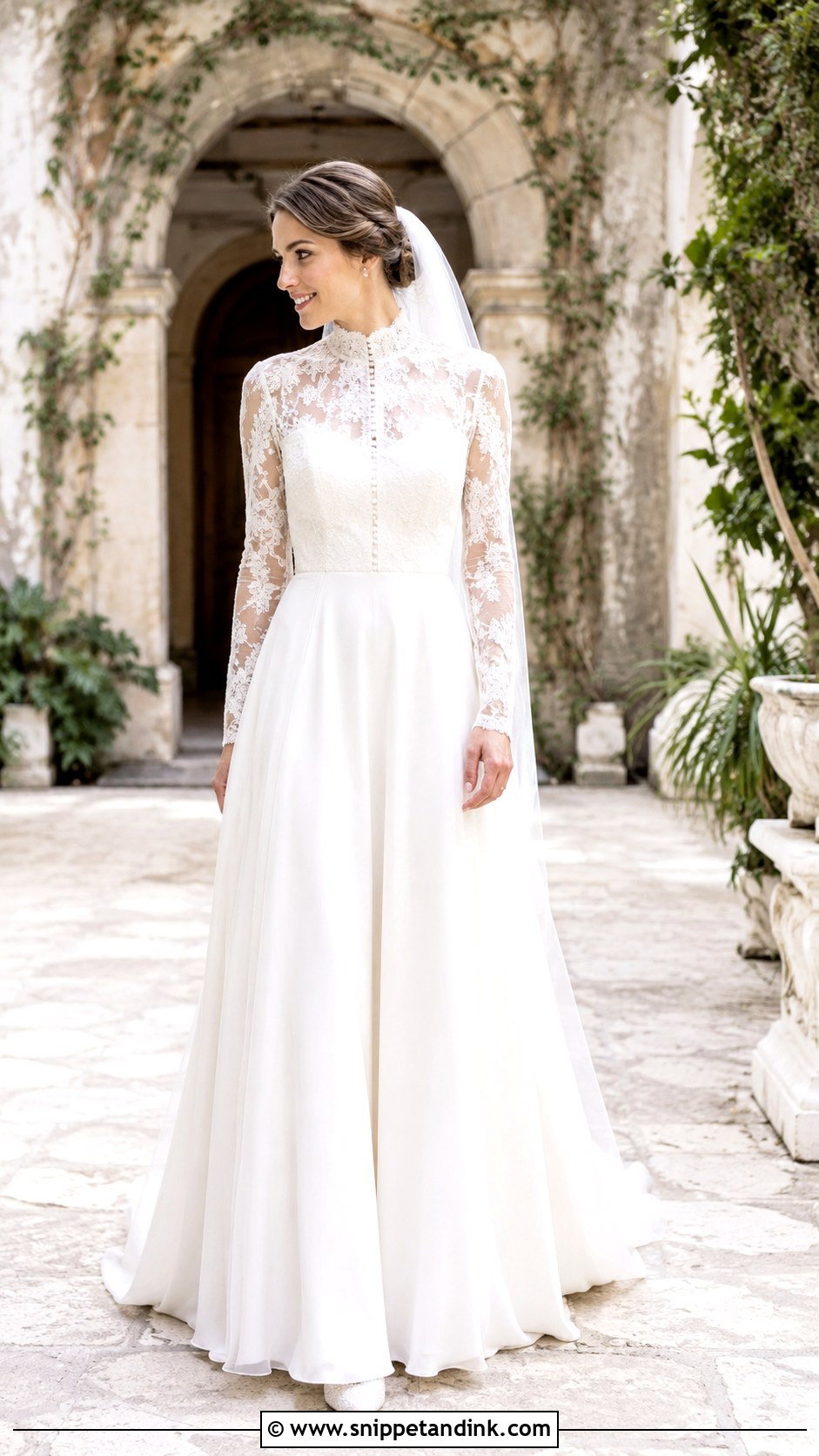 Cottage Core High Neck Wedding Dress - Snippet and Ink - 25 Cottage Core Wedding Dress Ideas