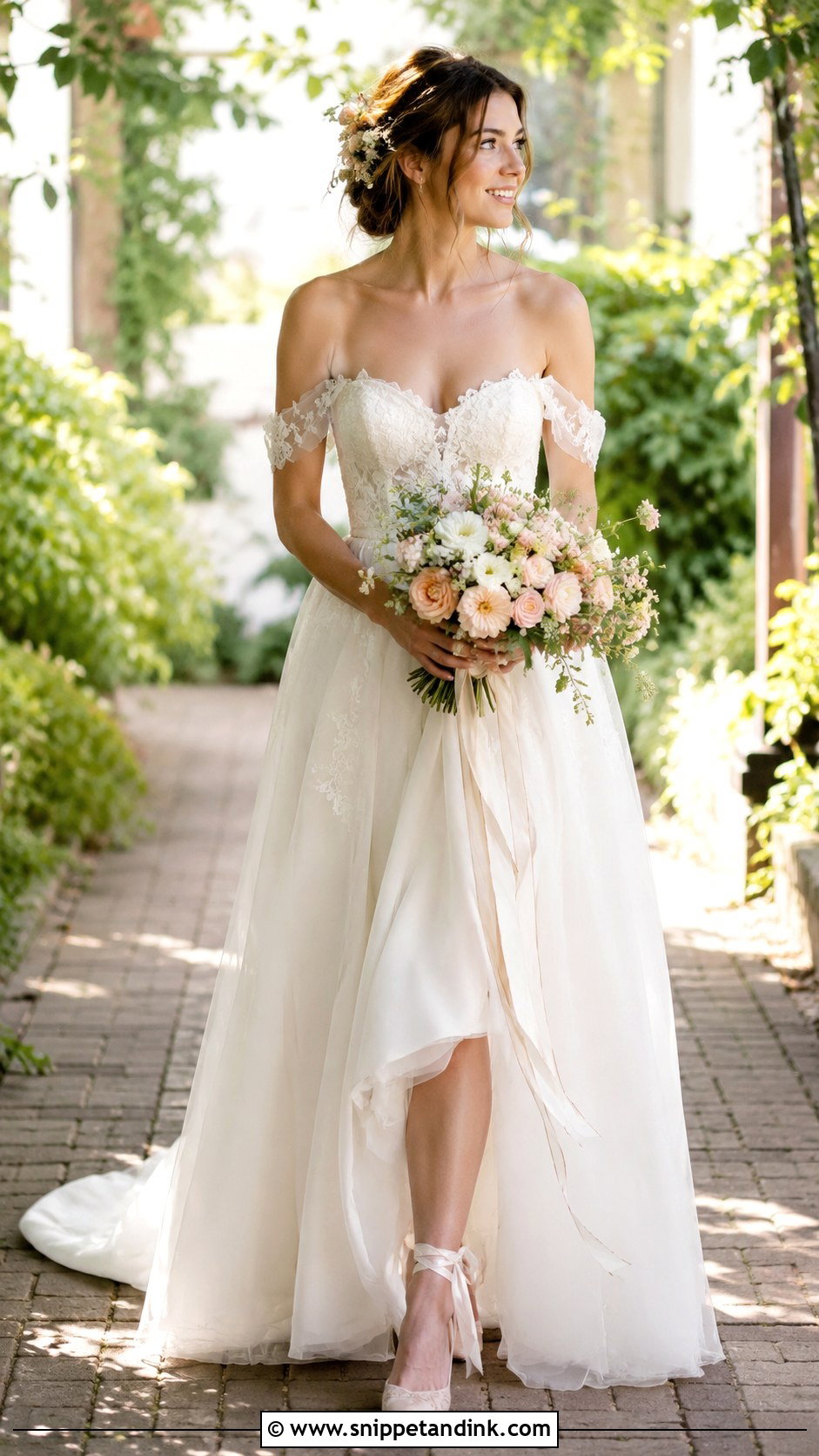 Cottage Core Off Shoulder Wedding Dress - Snippet and Ink - 25 Cottage Core Wedding Dress Ideas