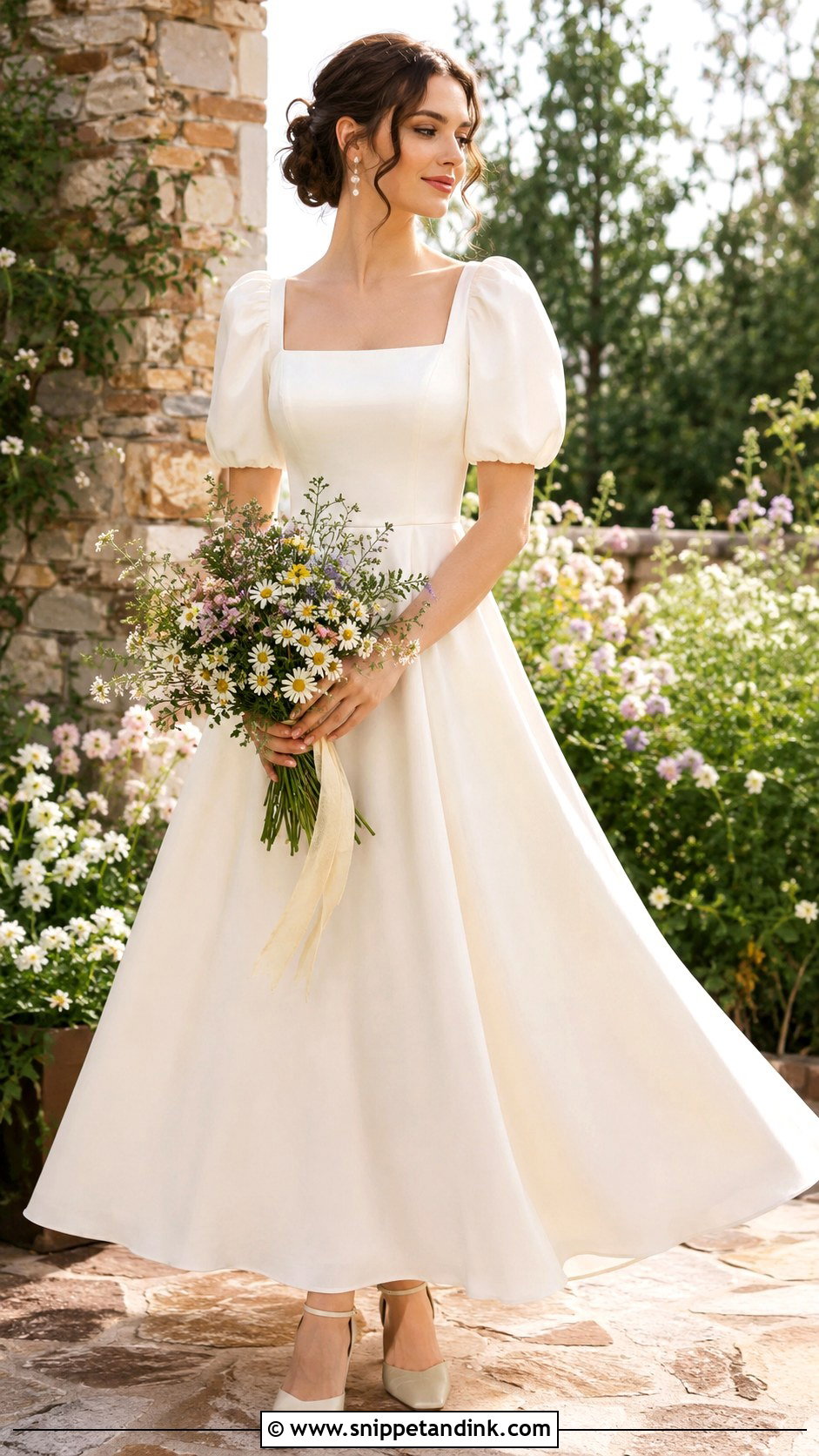 Cottage Core Puff Sleeve Wedding Dress - Snippet and Ink - 25 Cottage Core Wedding Dress Ideas