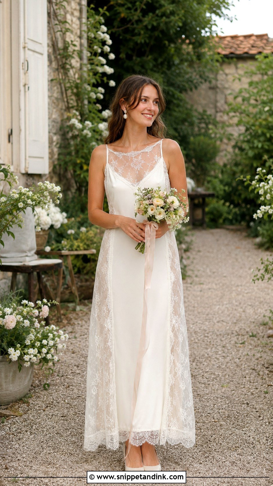Cottage Core Slip Wedding Dress With Lace - Snippet and Ink - 25 Cottage Core Wedding Dress Ideas