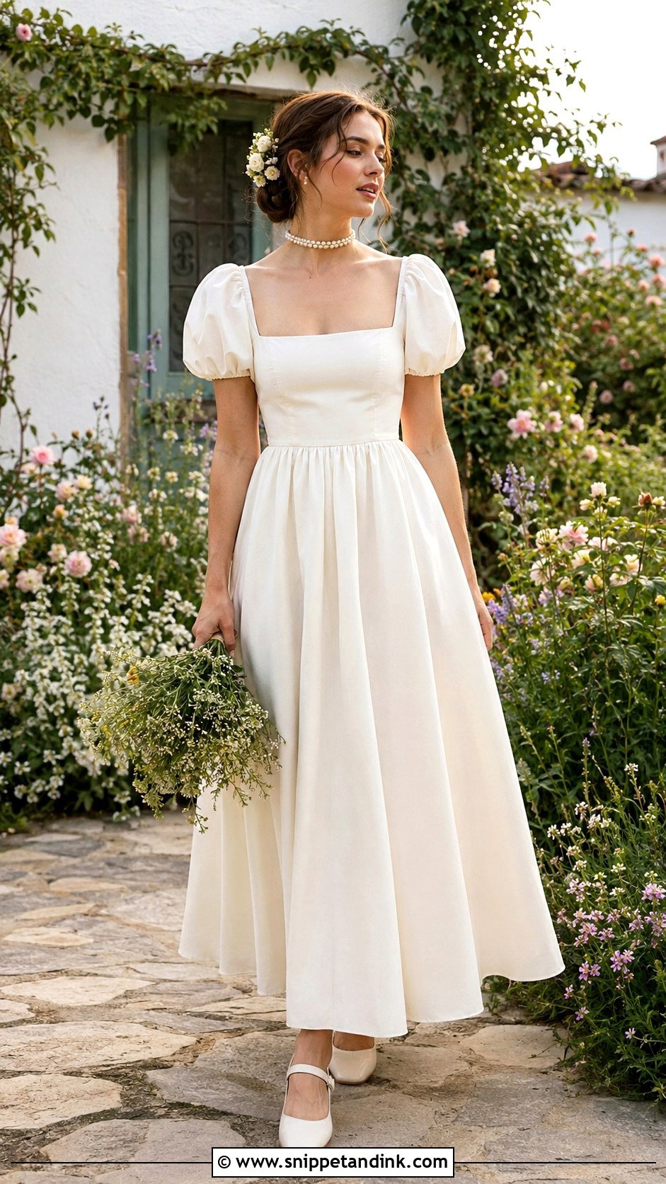 Cottage Core Square Neck Wedding Dress - Snippet and Ink - 25 Cottage Core Wedding Dress Ideas