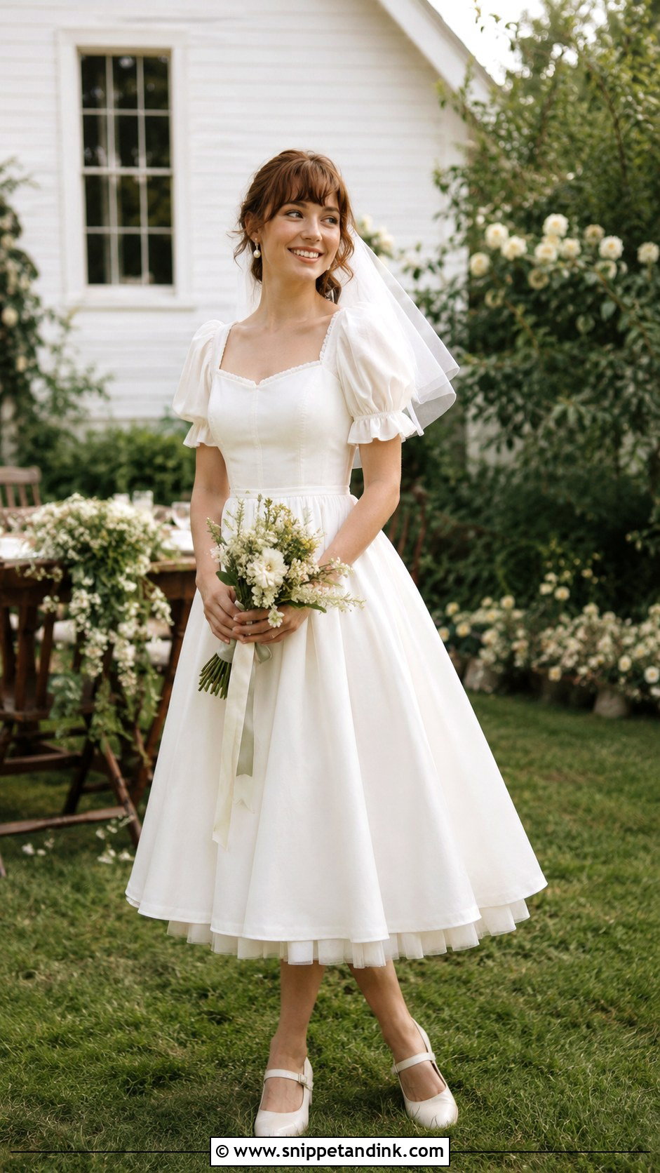 Cottage Core Tea Length Wedding Dress - Snippet and Ink - 25 Cottage Core Wedding Dress Ideas