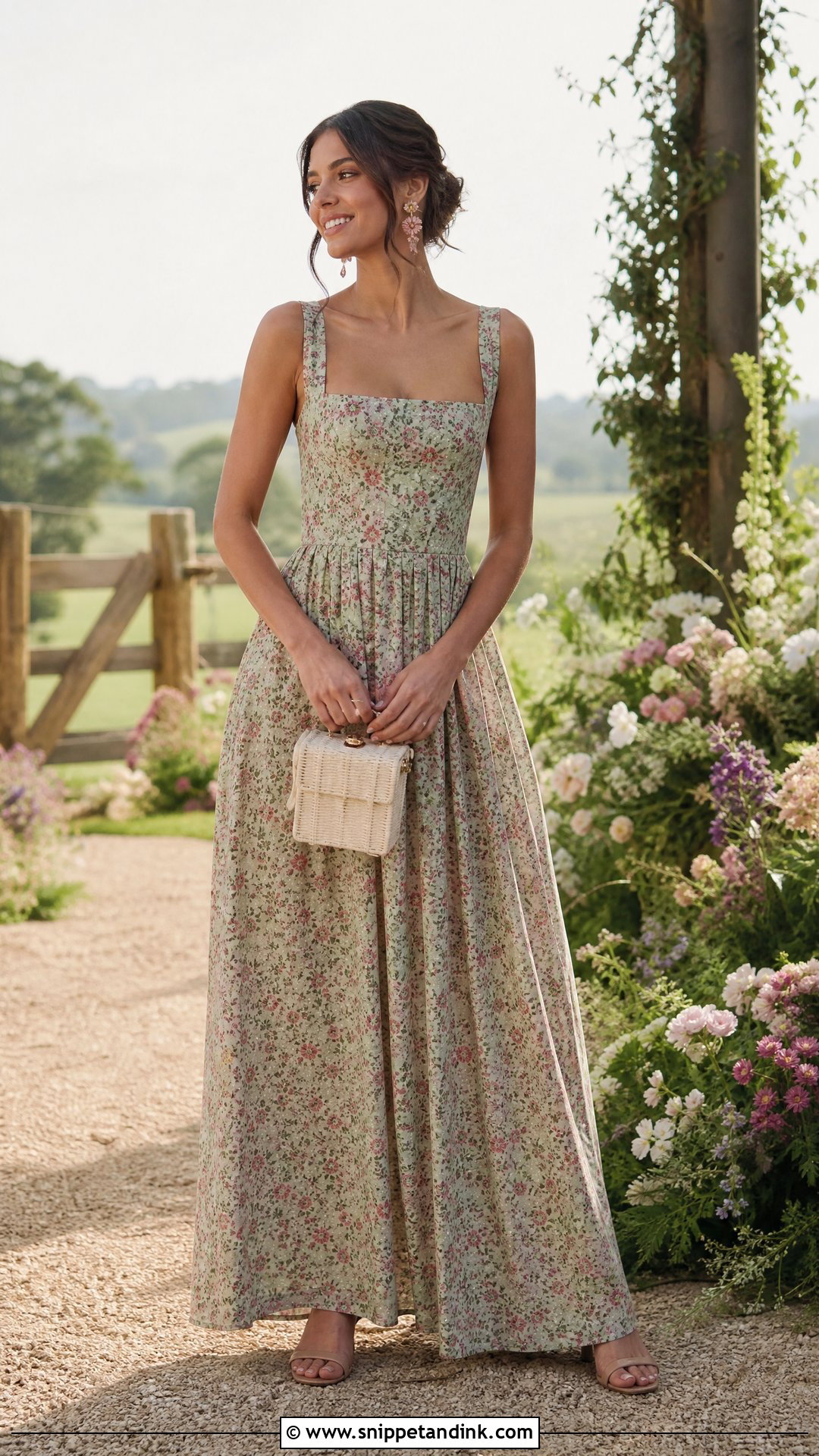 Cottagecore Printed Maxi Wedding Outfit - Snippet and Ink - 20 Wedding Outfit Aesthetic Ideas