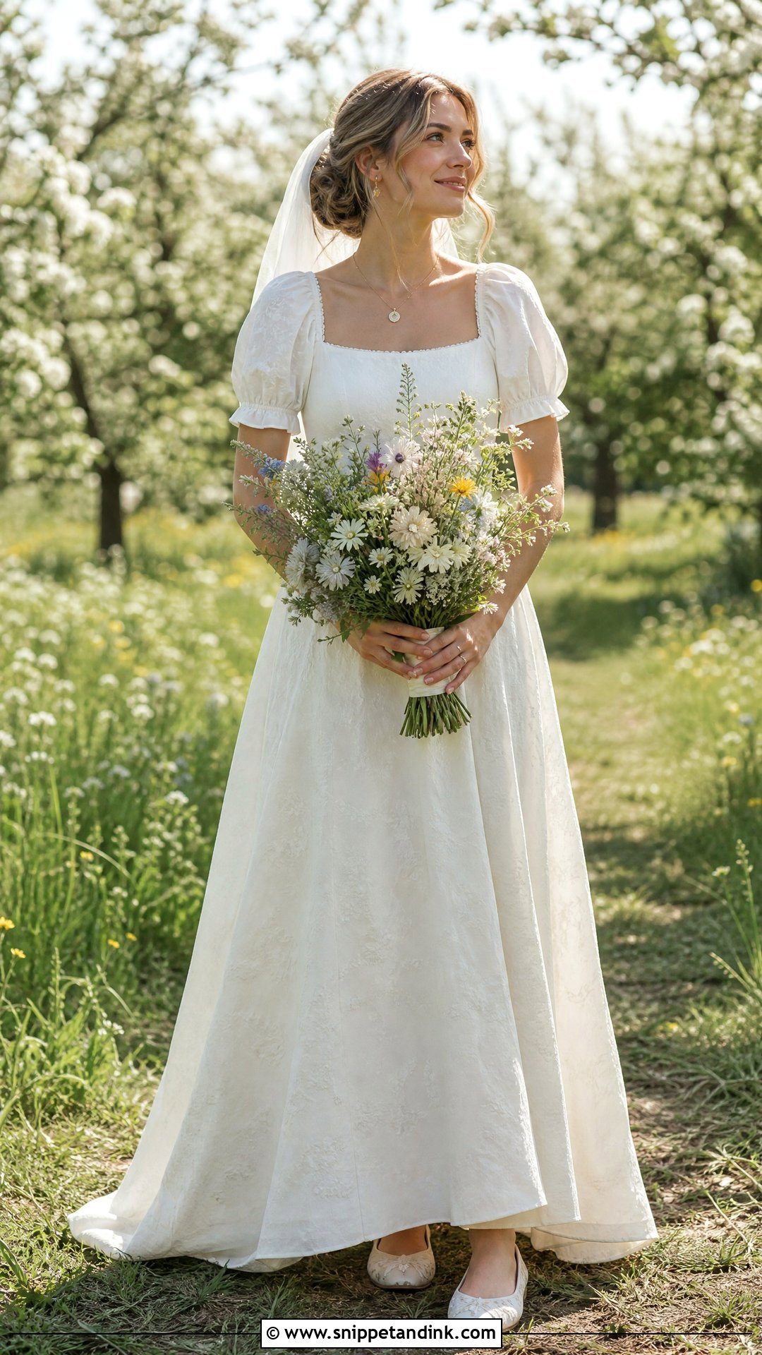Cottagecore Puff Sleeve Bridal Gown - Snippet and Ink - 20 Bridal Gown Aesthetic Ideas