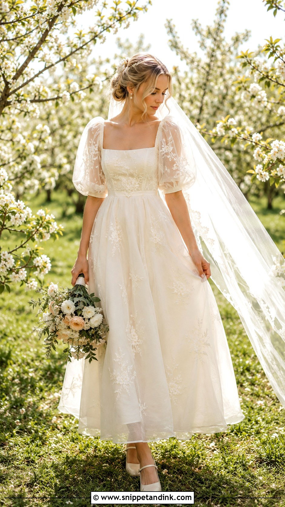 Cottagecore Puff Sleeve Etsy Wedding Dress - Snippet and Ink - 20 Etsy Wedding Dress Ideas