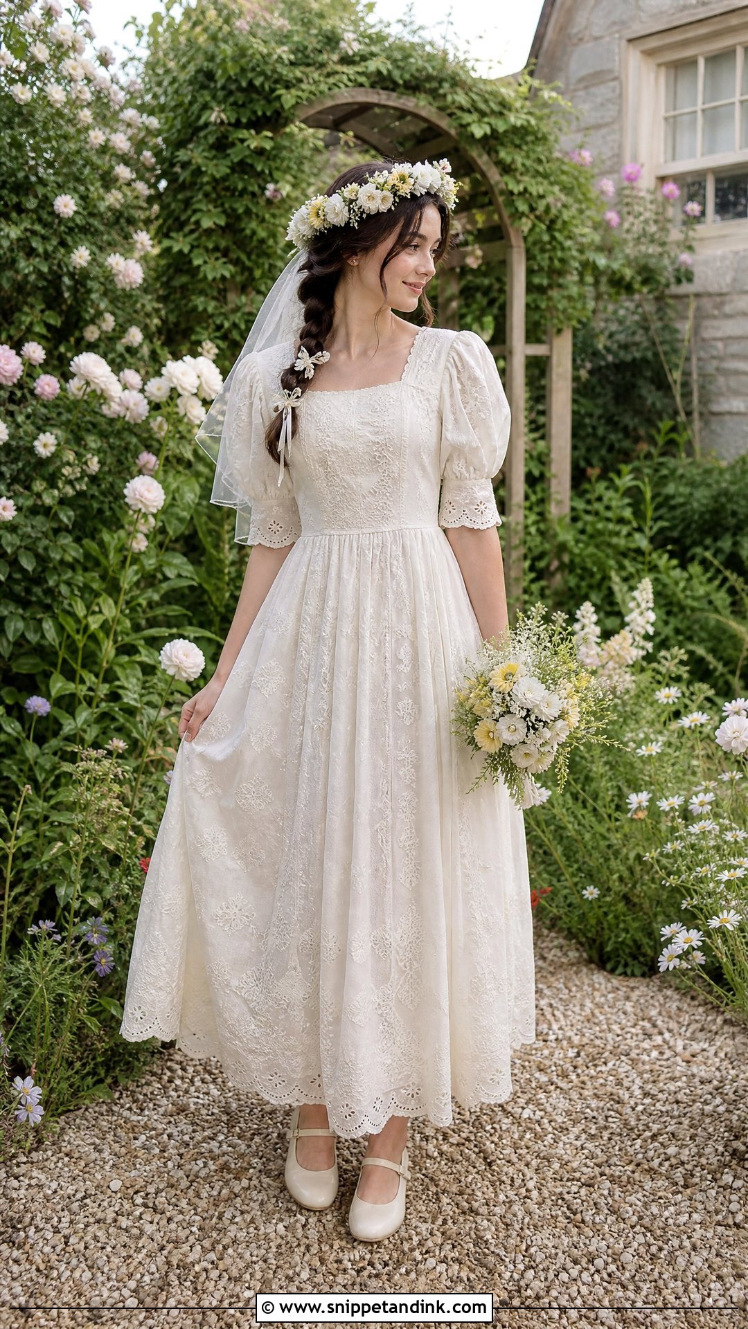 Cottagecore Puff Sleeve Wedding Dress - Snippet and Ink - 20 Vintage Puff Sleeve Wedding Dress Ideas