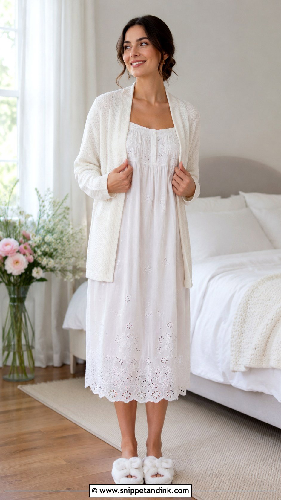 Cotton Bridal Nightgown With Embroidery - Snippet and Ink - 25 Bridal Nightgown Ideas