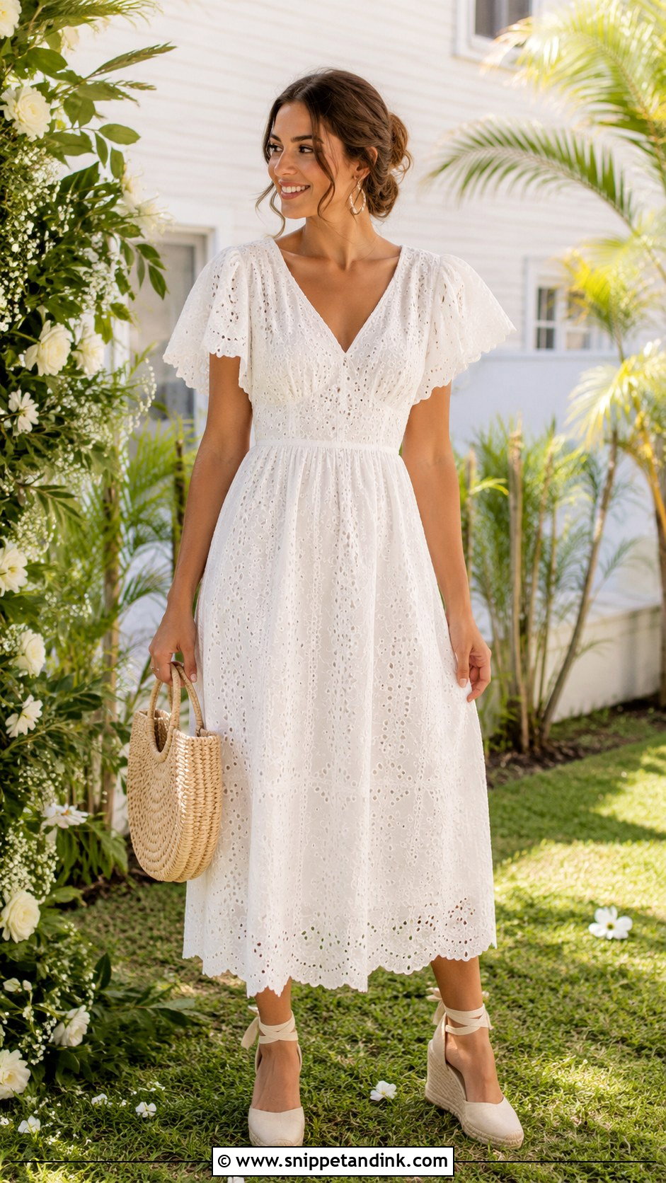 Cotton Eyelet Bridal Dress With Espadrilles - Snippet and Ink - 20 Casual Bridal Dress Ideas