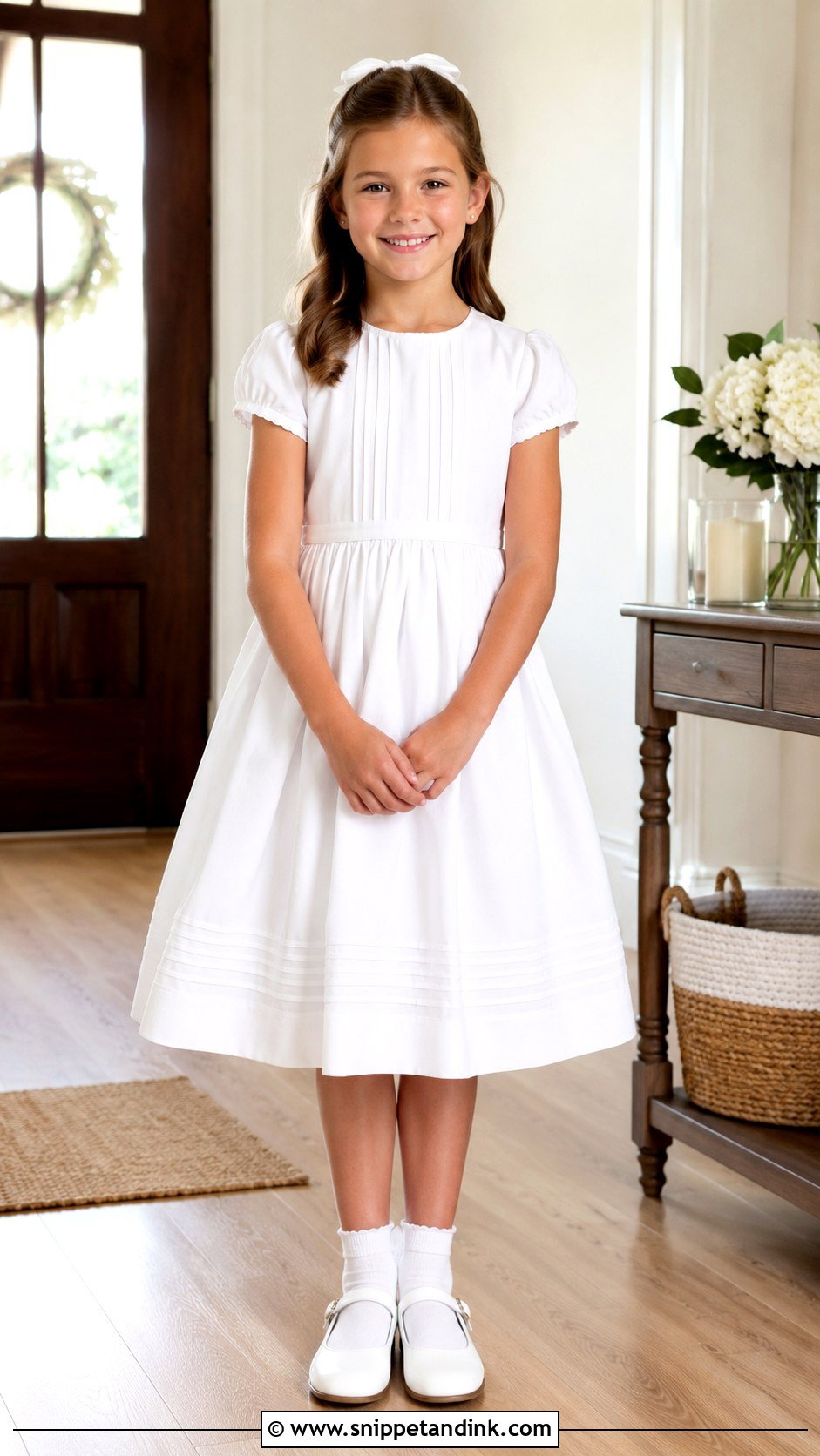 Cotton First Communion Dress With Mary Janes - Snippet and Ink - 25 First Communion Dresses Catholic Simple