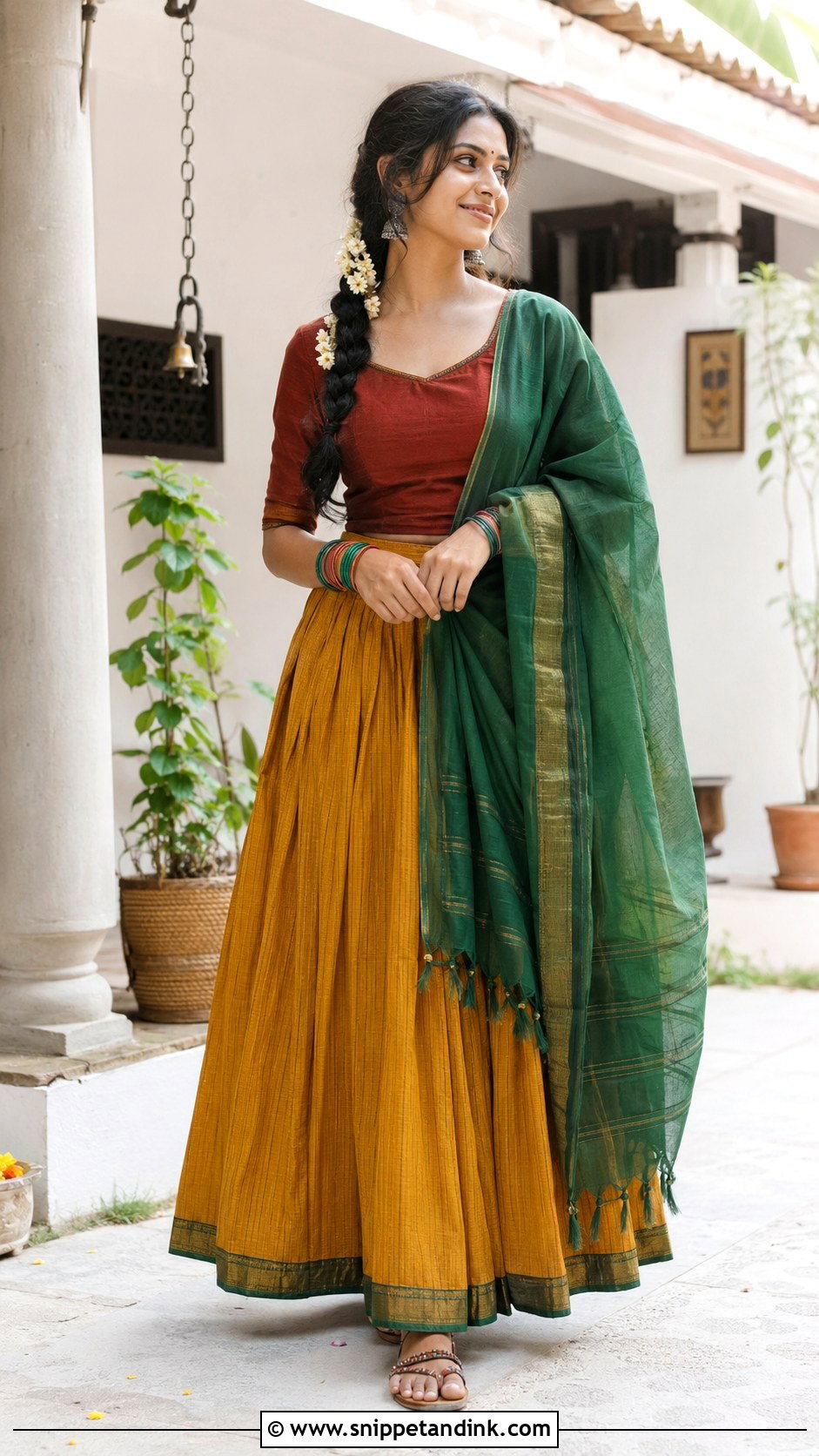 Cotton Half Saree For Festival - Snippet and Ink - 30 Halfsarees Traditional Ideas