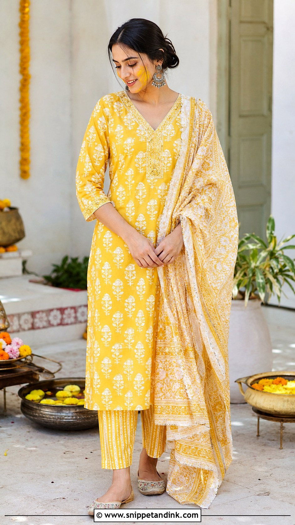 Cotton Kurta Set For Haldi - Snippet and Ink - 25 Indian Haldi Outfit Ideas