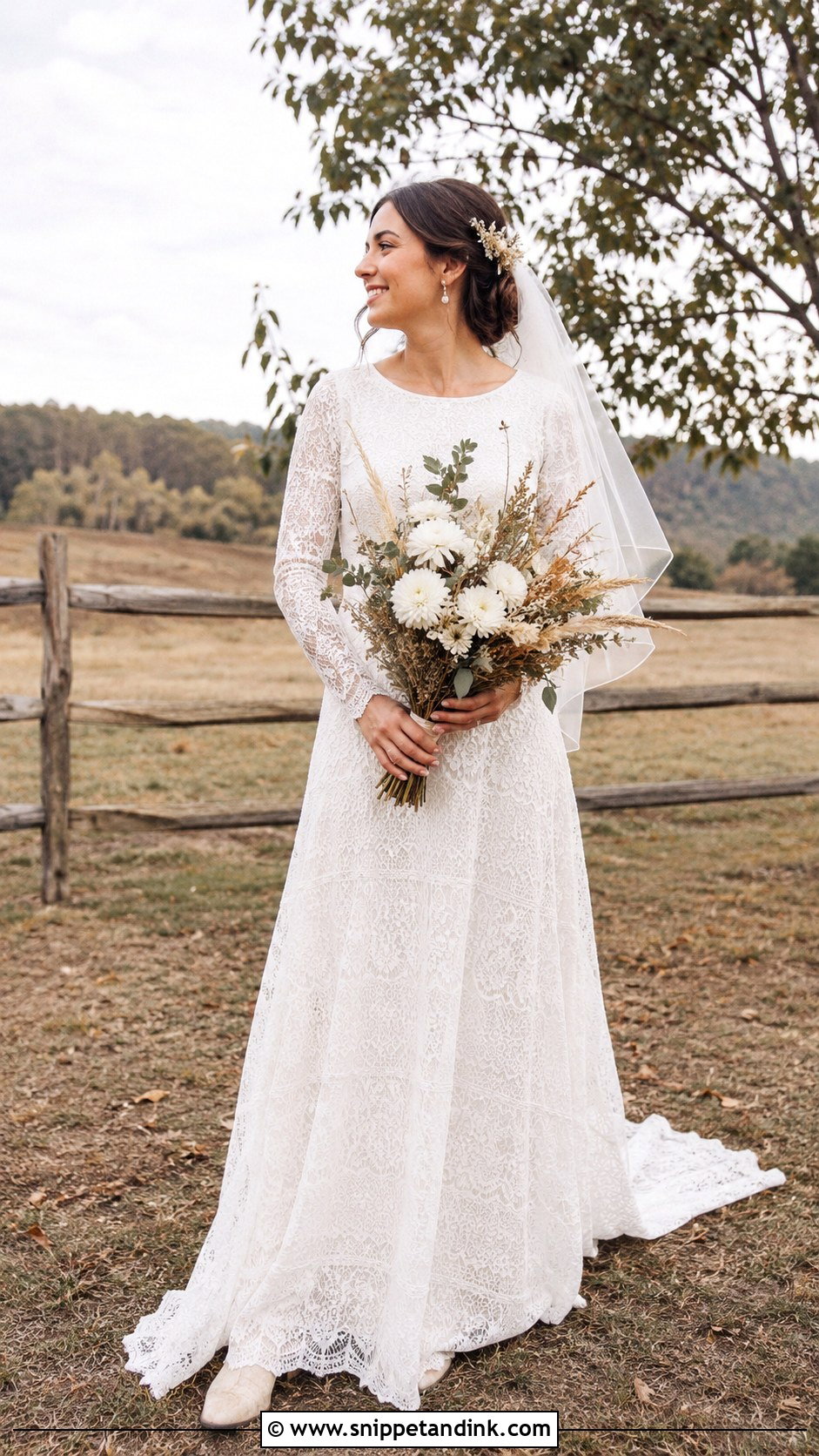 Cotton Lace Boho Modest Wedding Dress - Snippet and Ink - 20 Boho Modest Wedding Dress Ideas