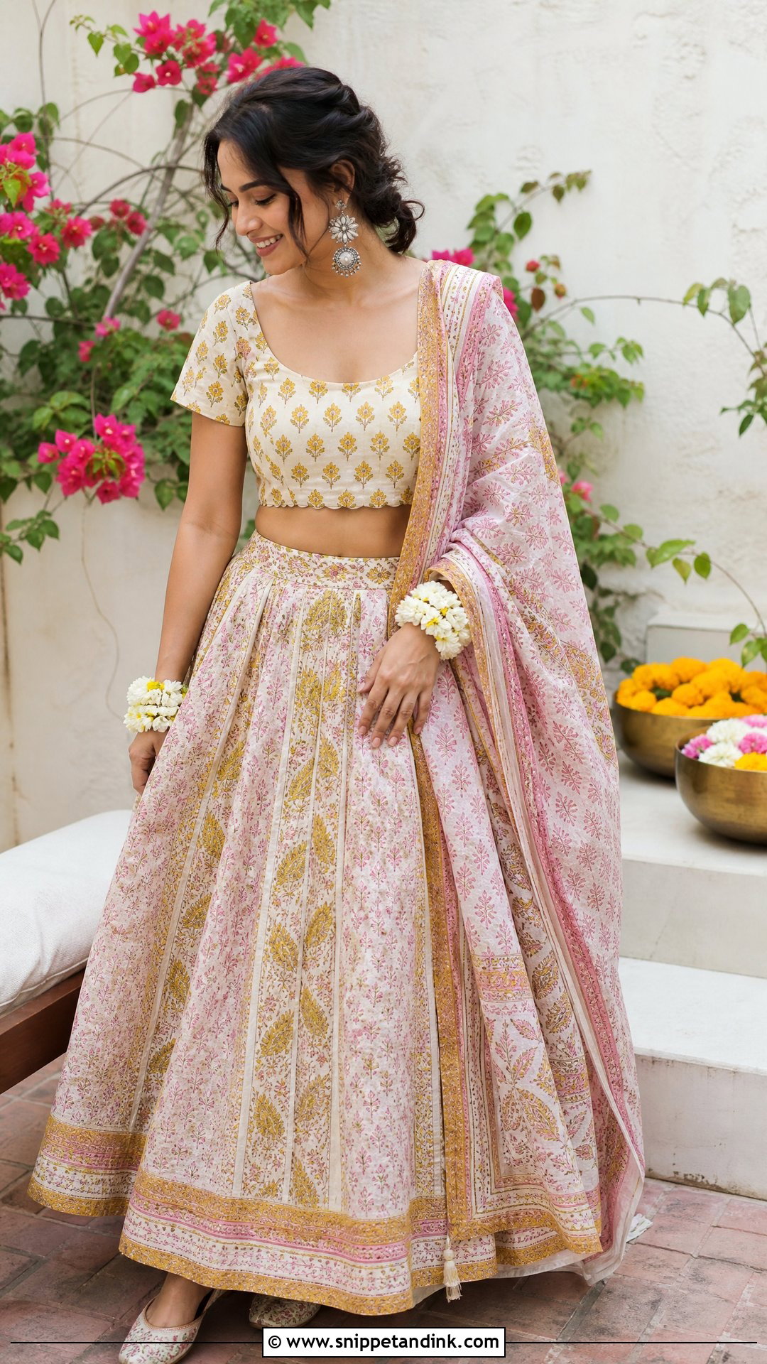 Cotton Lehenga For Mehendi Bride - Snippet and Ink - 25 Simple Mehendi Outfits for Bride