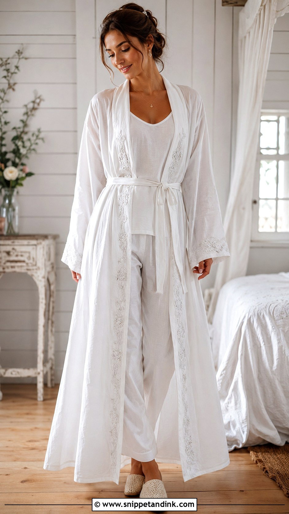 Cotton Long Bridal Robe Outfit - Snippet and Ink - 20 Long Bridal Robe Ideas
