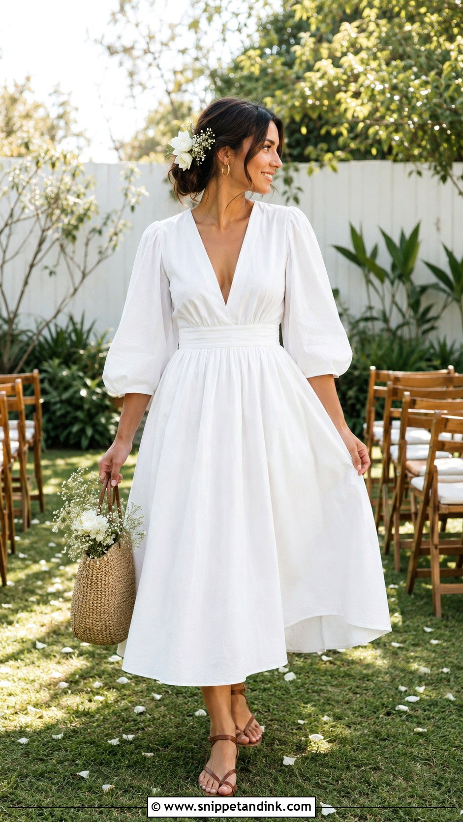 Cotton Midi Wedding Dress - Snippet and Ink - 20 Low Key Wedding Dress Ideas