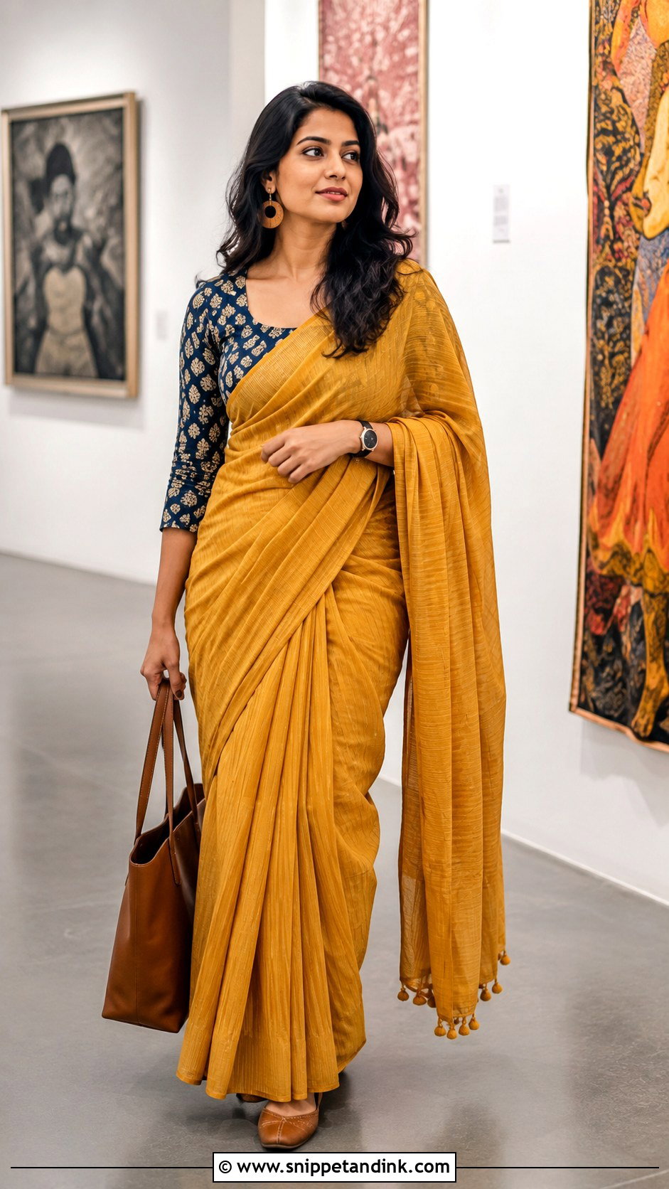 Cotton Sadi Dress With Printed Blouse - Snippet and Ink - 20 Sadi Dress Ideas