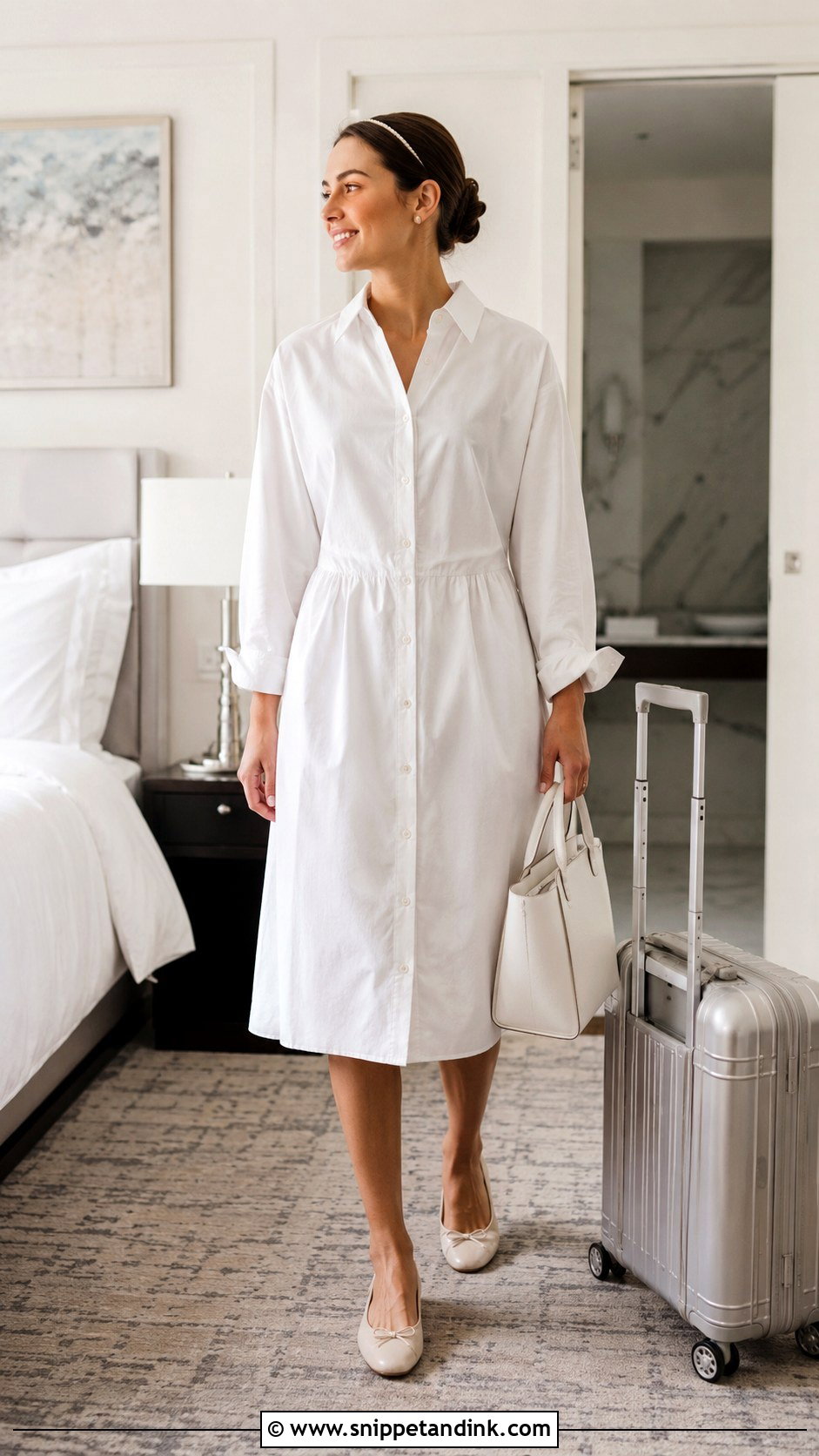 Cotton Shirt Bridal Prep Dress With Ballet Flats - Snippet and Ink - 20 Bridal Prep Dress Ideas