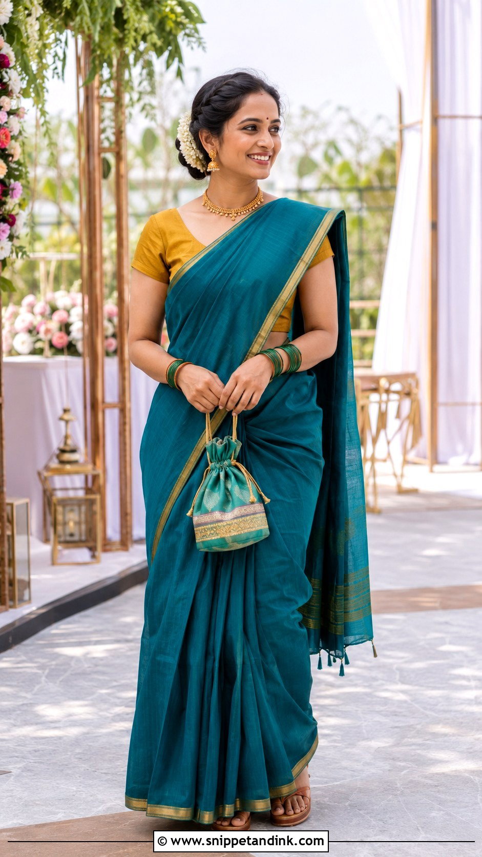Cotton Silk Saree Wedding Guest Outfit - Snippet and Ink - 20 Maharatrian Wedding Outfit Ideas