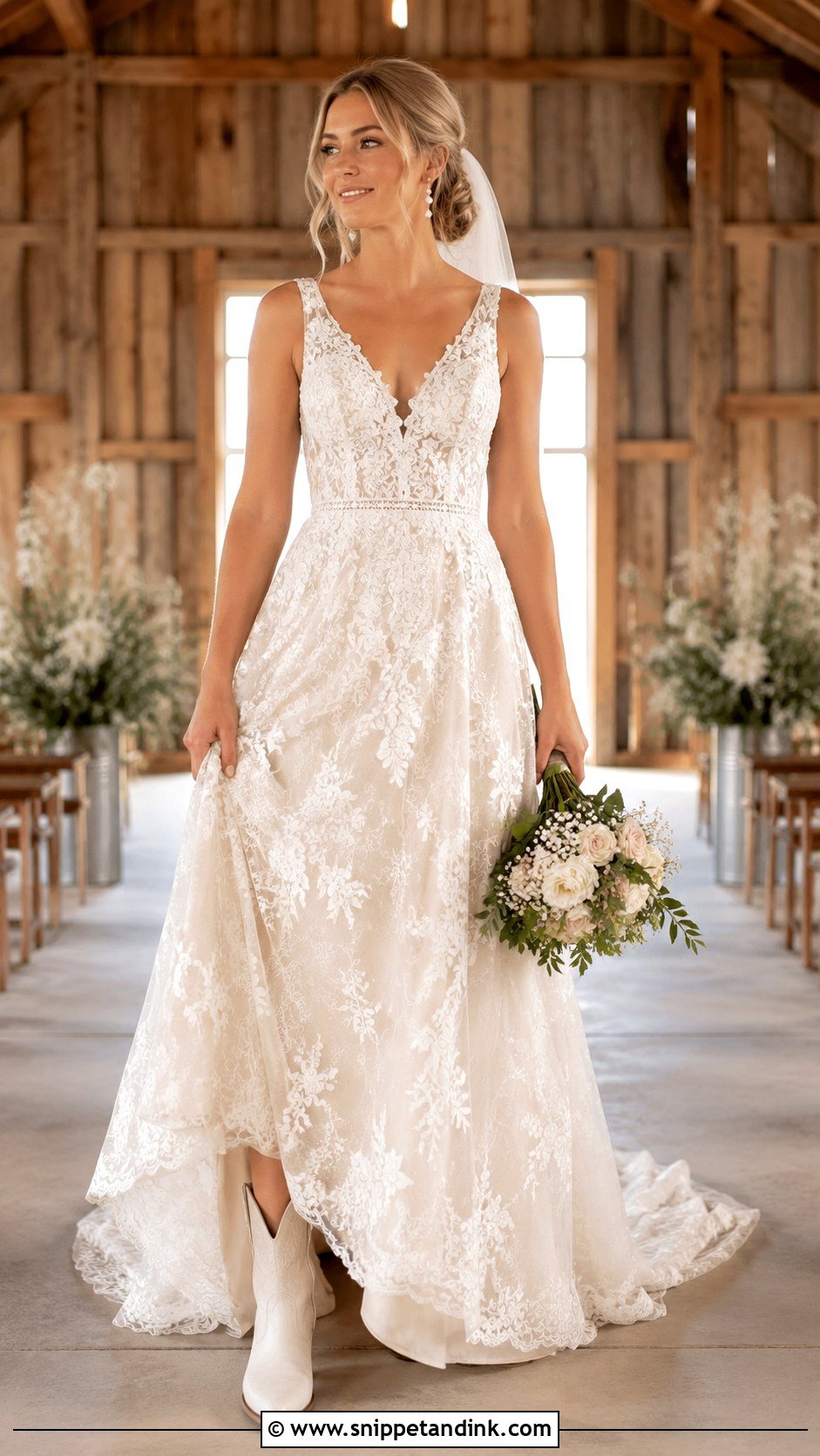 Country Lace A Line Wedding Dress - Snippet and Ink - 25 Country Wedding Dresses