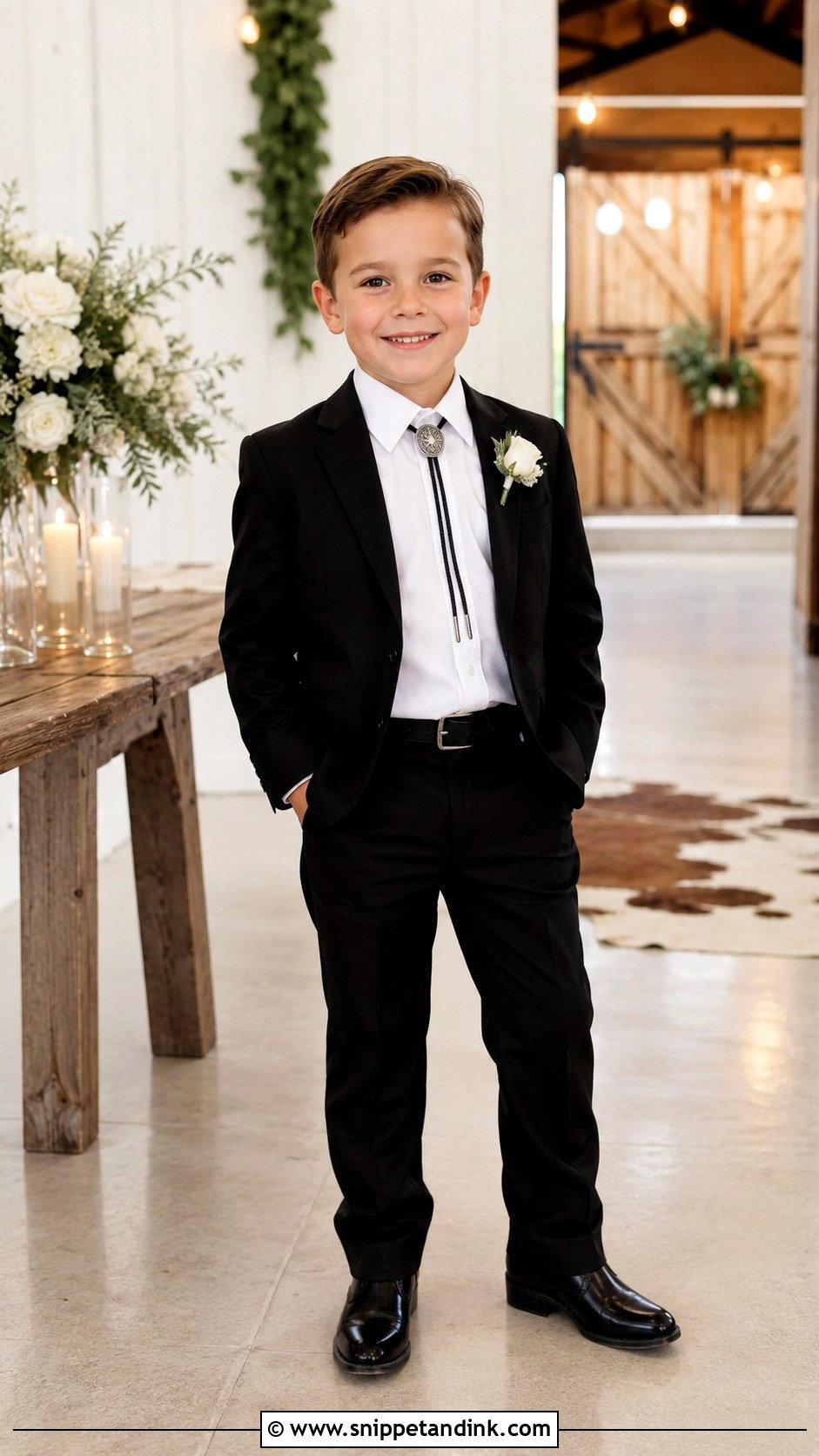 Country Ring Bearer Outfit With Black Western Suit - Snippet and Ink - 20 Country Ring Bearer Outfit Ideas
