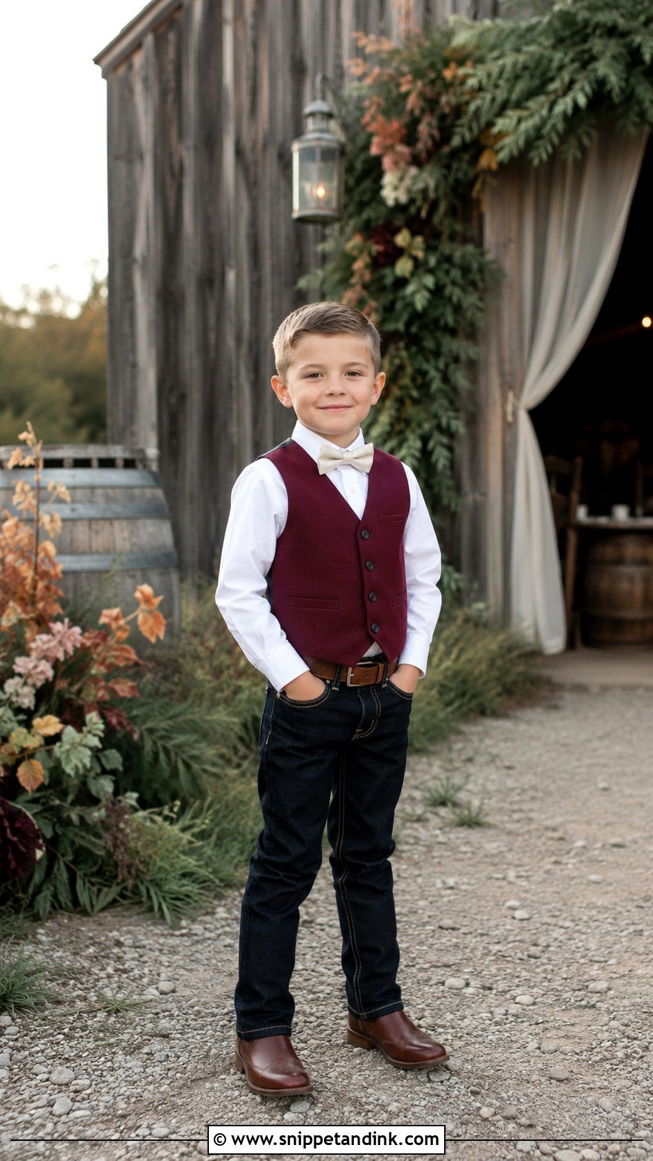 Country Ring Bearer Outfit With Burgundy Vest - Snippet and Ink - 20 Country Ring Bearer Outfit Ideas