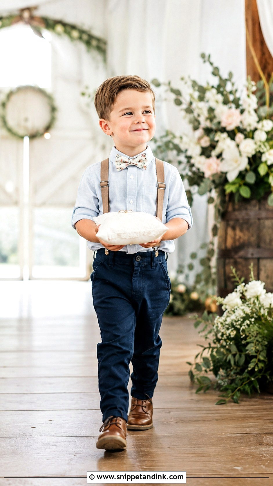 Country Ring Bearer Outfit With Floral Bow Tie - Snippet and Ink - 20 Country Ring Bearer Outfit Ideas
