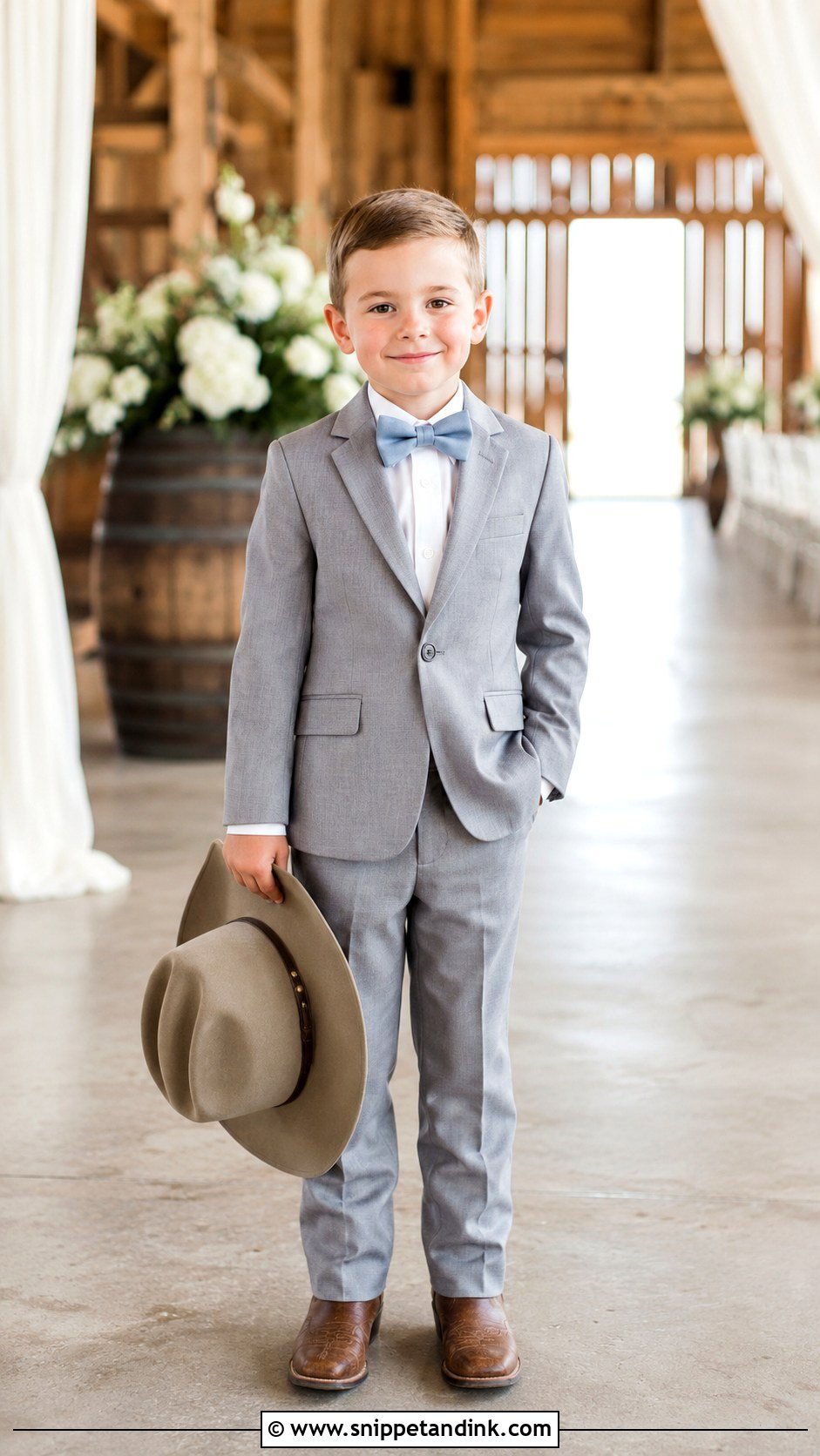 Country Ring Bearer Outfit With Gray Suit - Snippet and Ink - 20 Country Ring Bearer Outfit Ideas