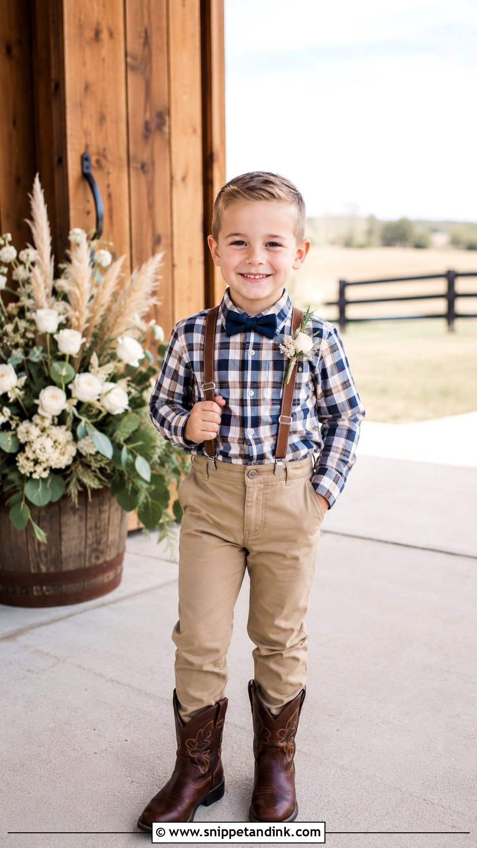 Country Ring Bearer Outfit With Plaid Shirt - Snippet and Ink - 20 Country Ring Bearer Outfit Ideas