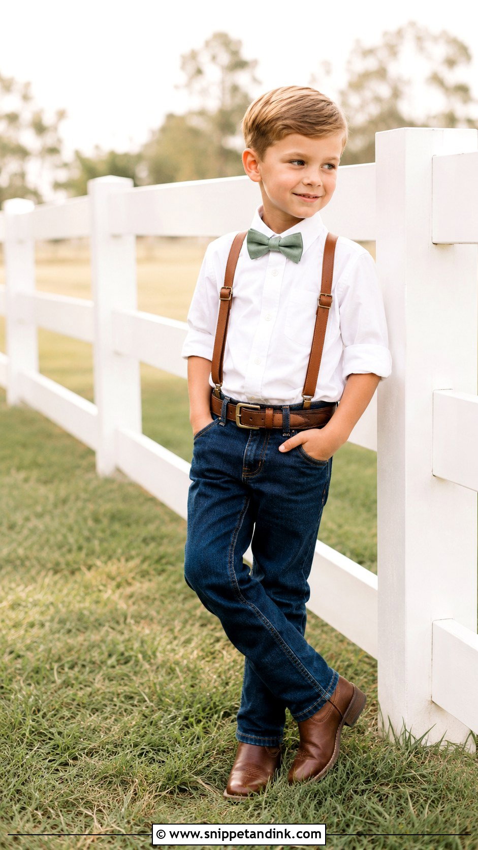 Country Ring Bearer Outfit With Rolled White Shirt - Snippet and Ink - 20 Country Ring Bearer Outfit Ideas