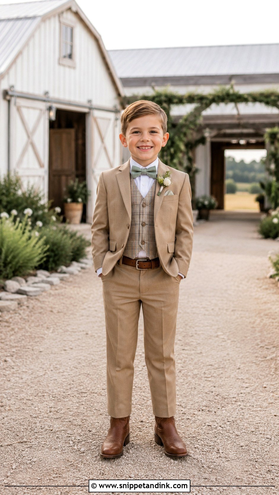 Country Ring Bearer Outfit With Tan Suit - Snippet and Ink - 20 Country Ring Bearer Outfit Ideas