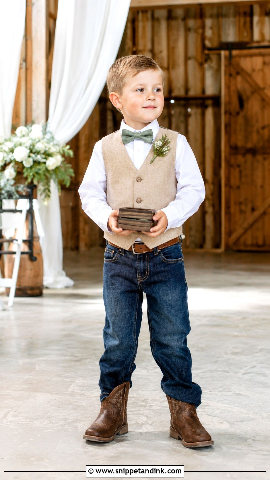 Country Ring Bearer Outfit With Tan Vest - Snippet and Ink - 20 Country Ring Bearer Outfit Ideas
