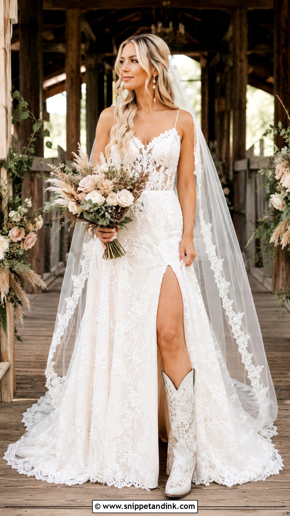 Country Wedding Dress With Bridal Boots - Snippet and Ink - 25 Country Wedding Dresses